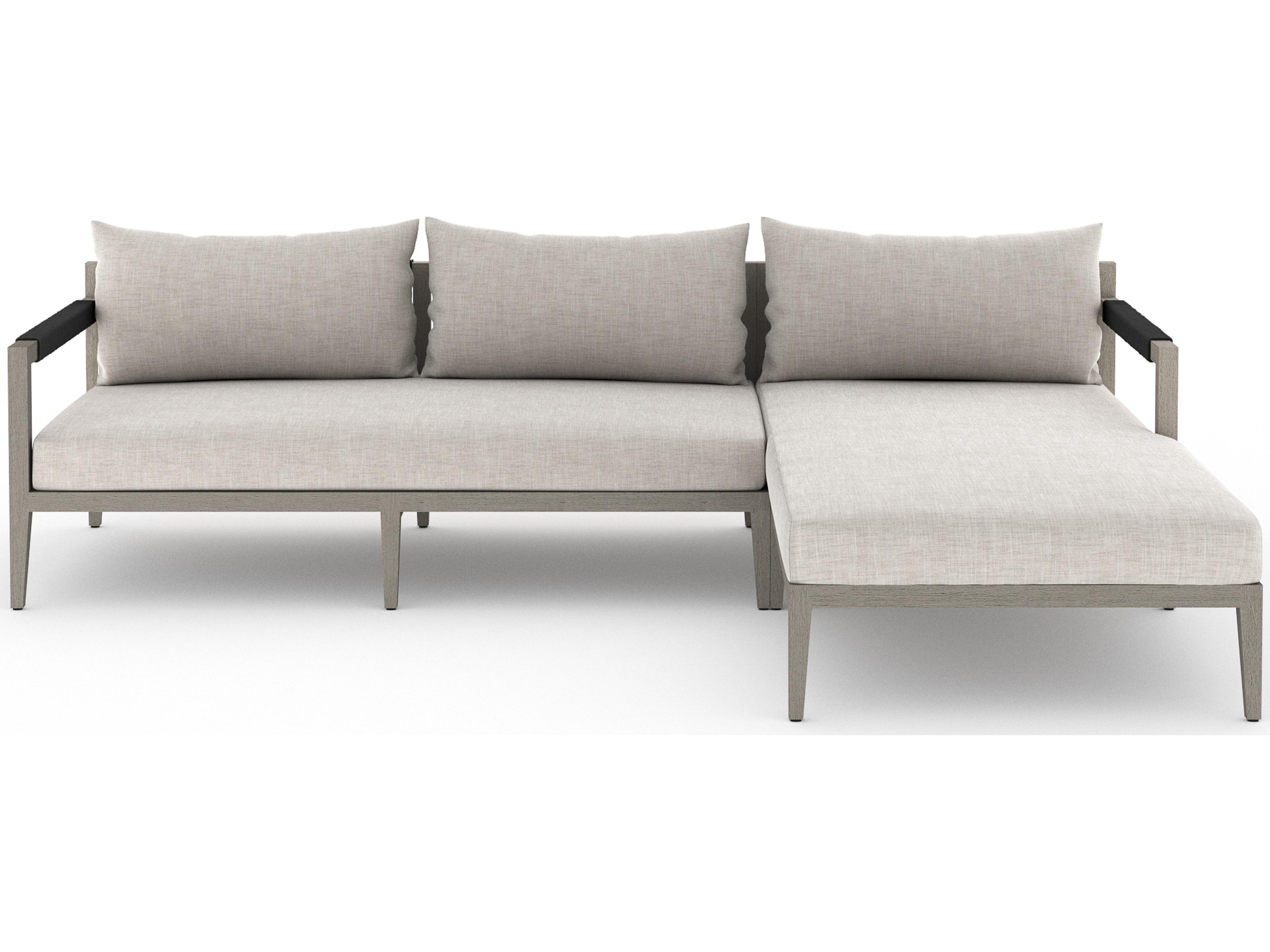 Luxecor Globetrotter Outdoor Stone Grey / Weathered Dark Rope Right Arm Facing Sectional Sofa