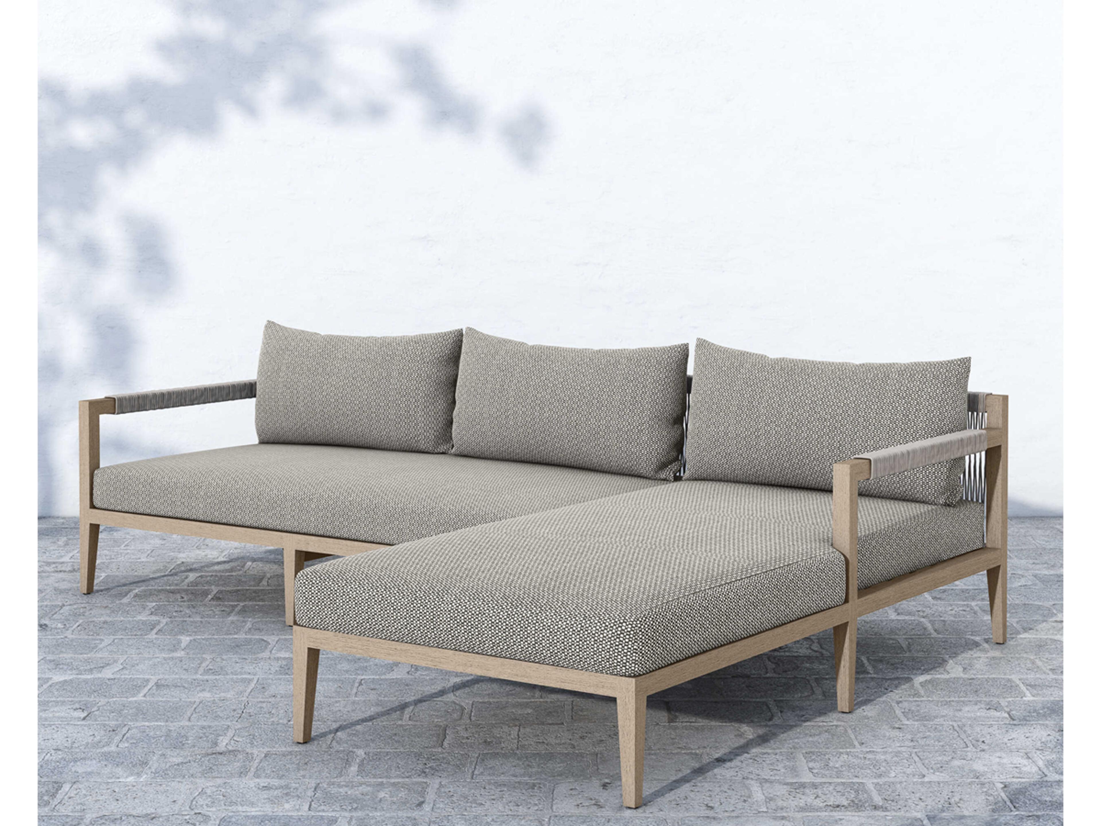 Luxecor Globetrotter Outdoor Faye Ash / Weathered Grey Dark Rope Right Arm Facing Sectional Sofa