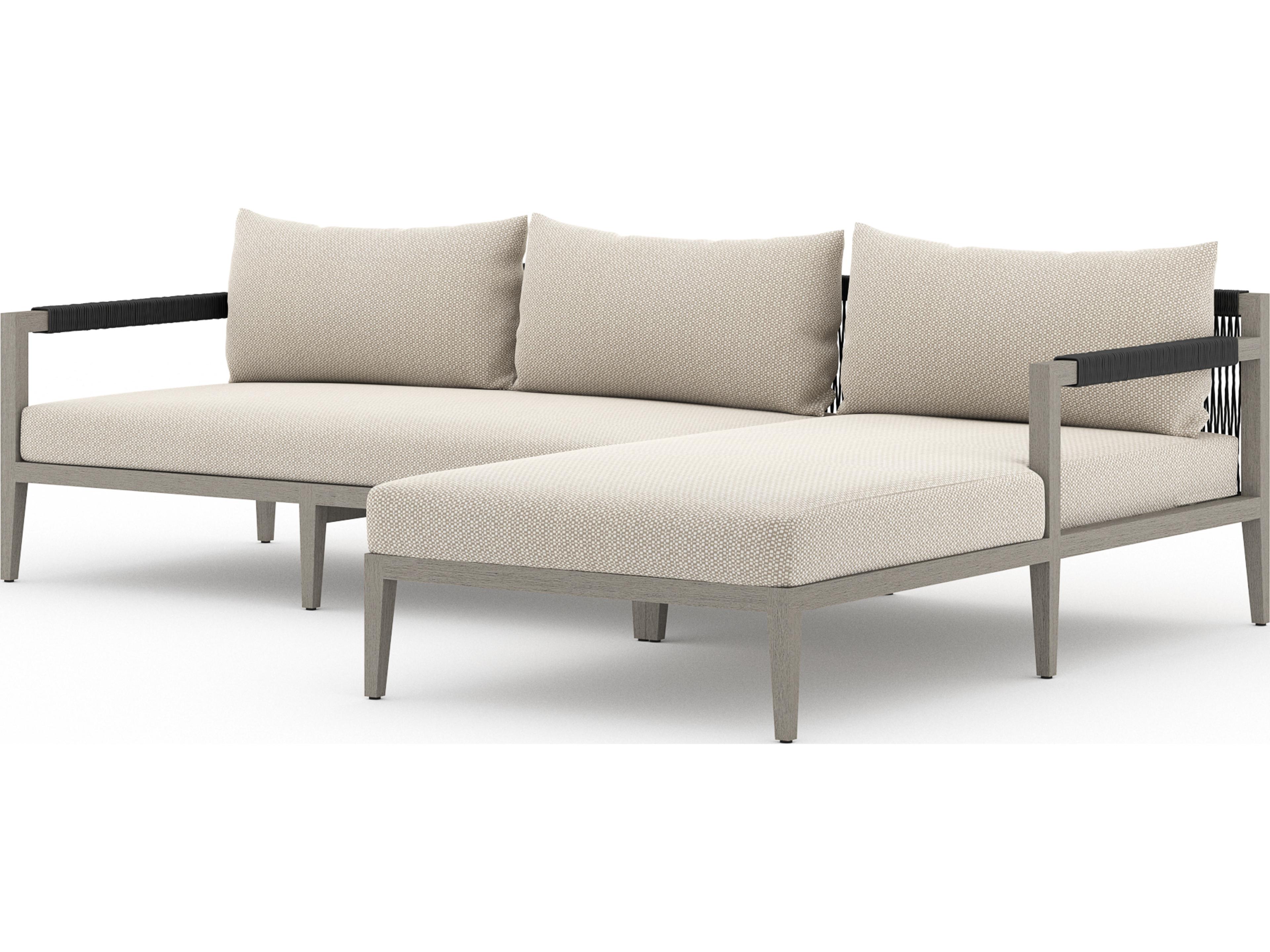 Globetrotter Outdoor Faye Sand / Weathered Grey Dark Rope Right Arm Facing Sectional Sofa
