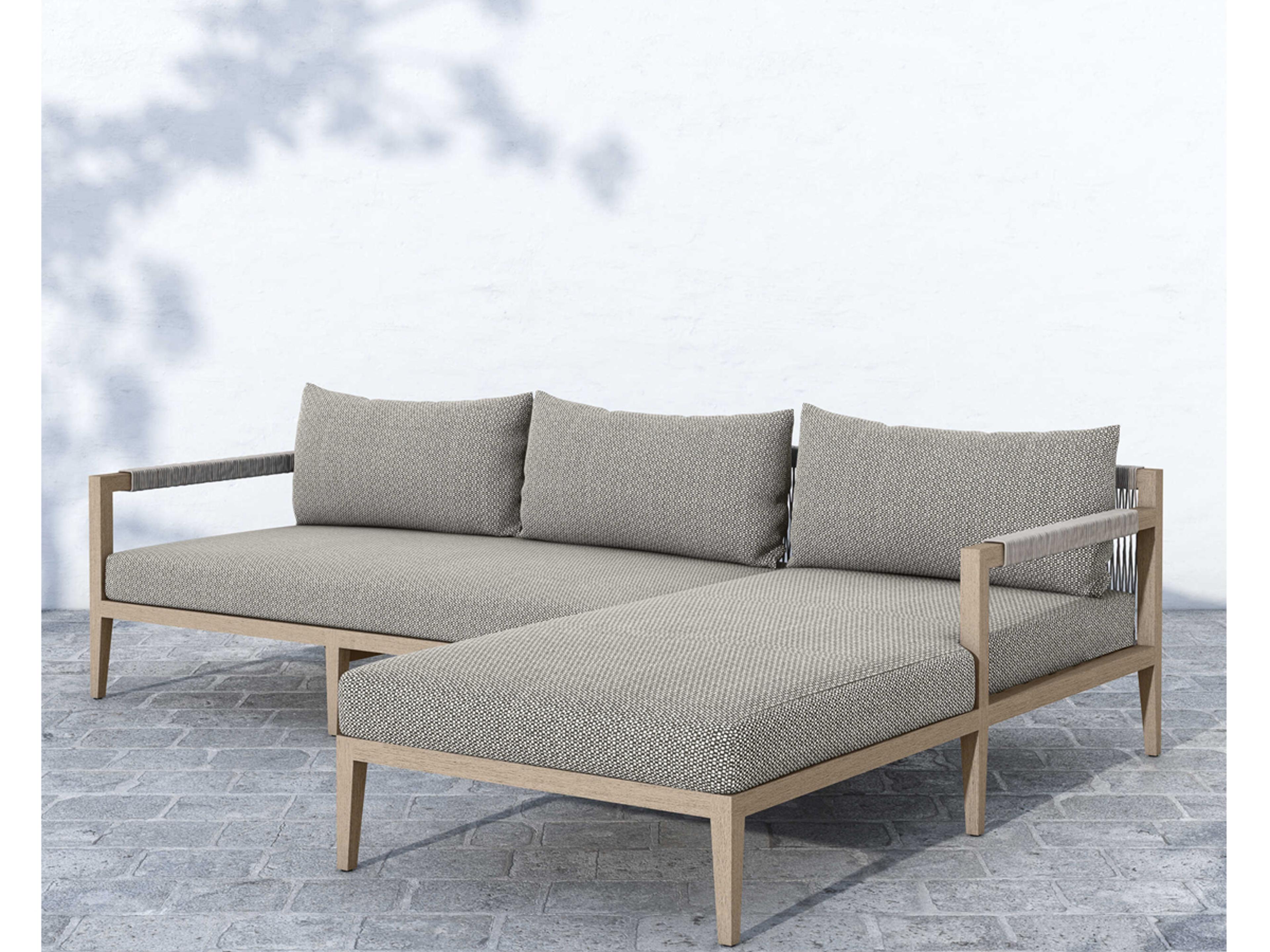 Luxecor Globetrotter Outdoor Faye Sand / Weathered Grey Dark Rope Right Arm Facing Sectional Sofa