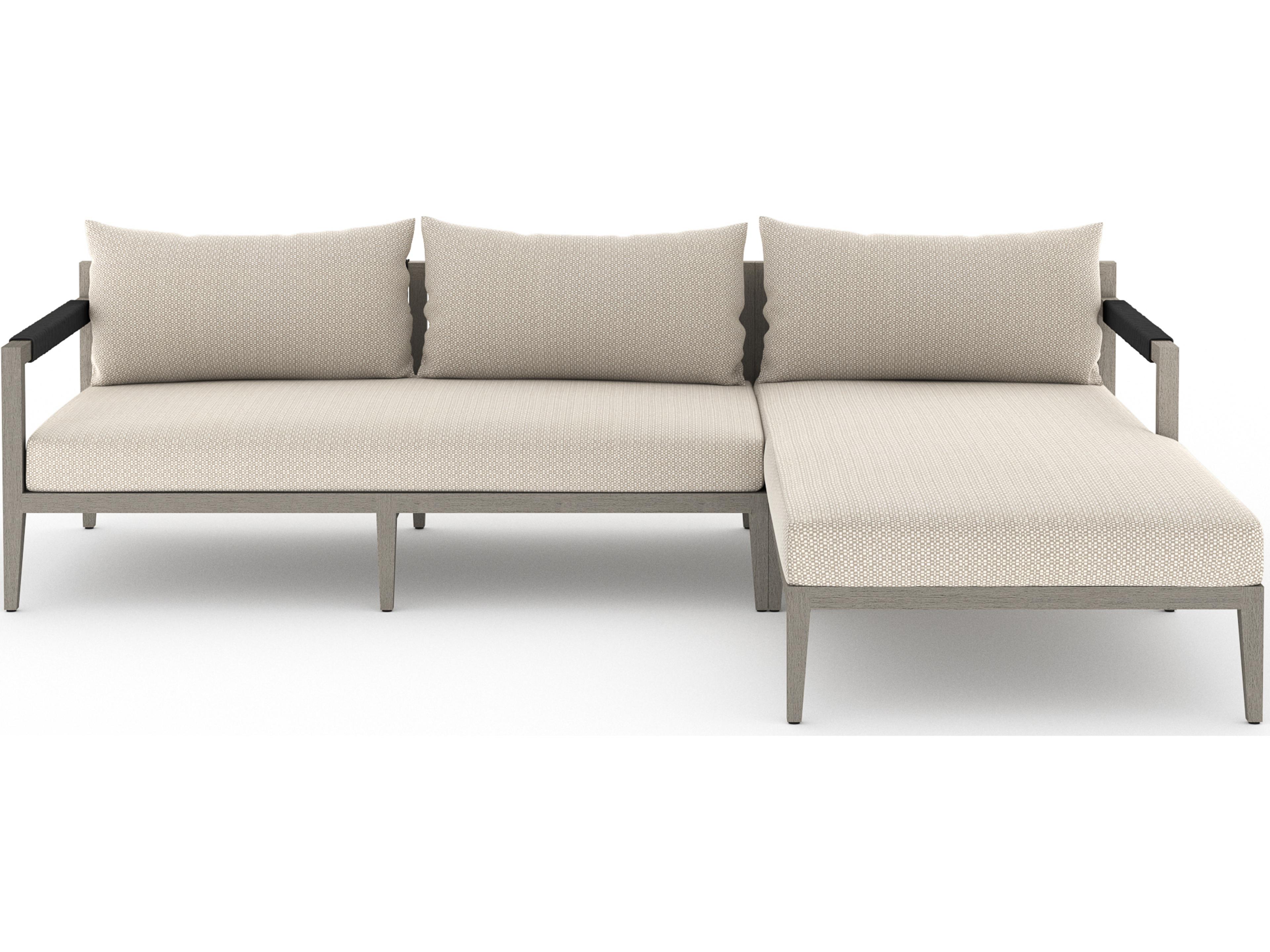 Luxecor Globetrotter Outdoor Faye Sand / Weathered Grey Dark Rope Right Arm Facing Sectional Sofa
