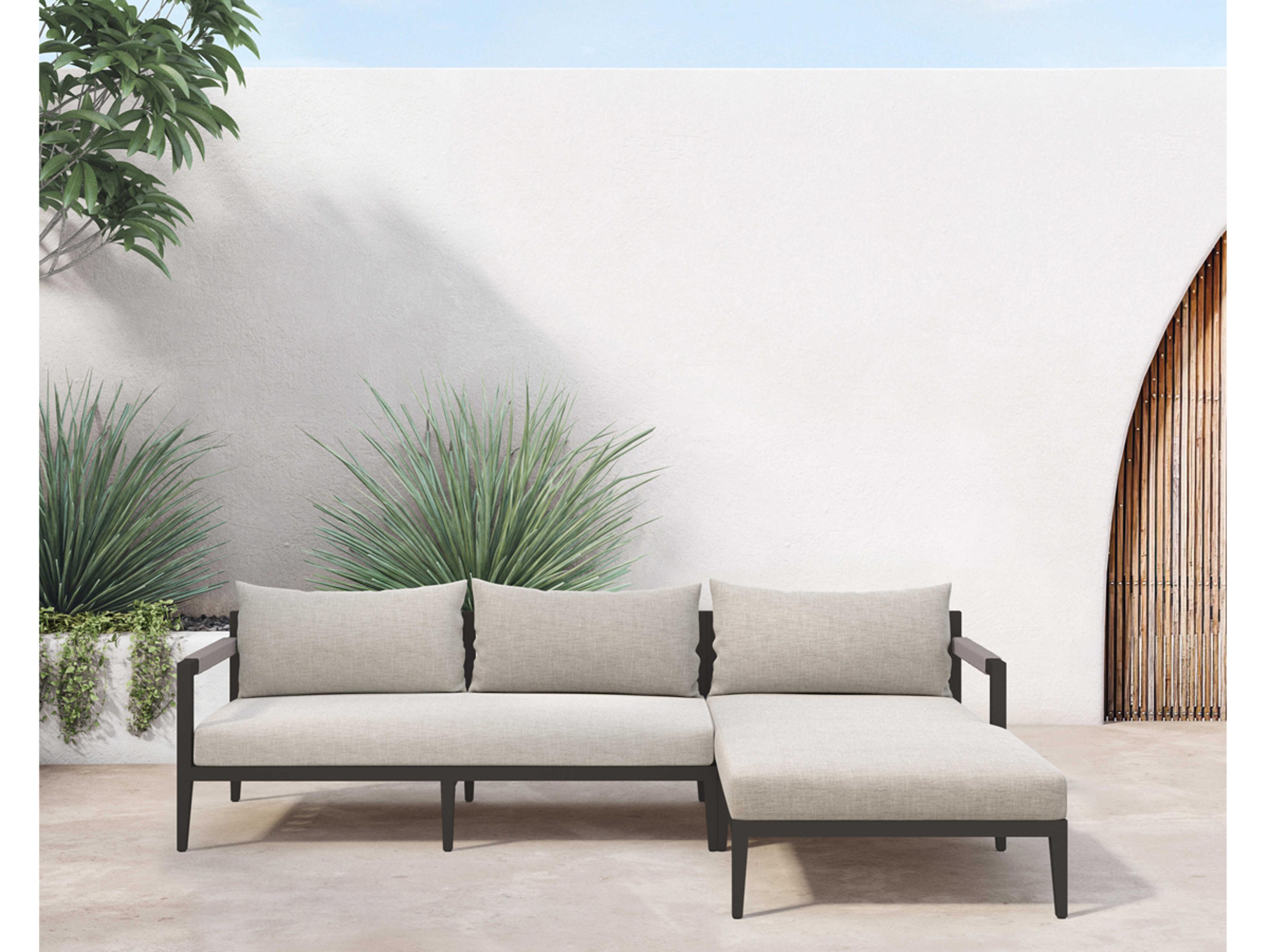 Luxecor Globetrotter Outdoor Stone Grey / Bronze Ivory Rope Right Arm Facing Sectional Sofa