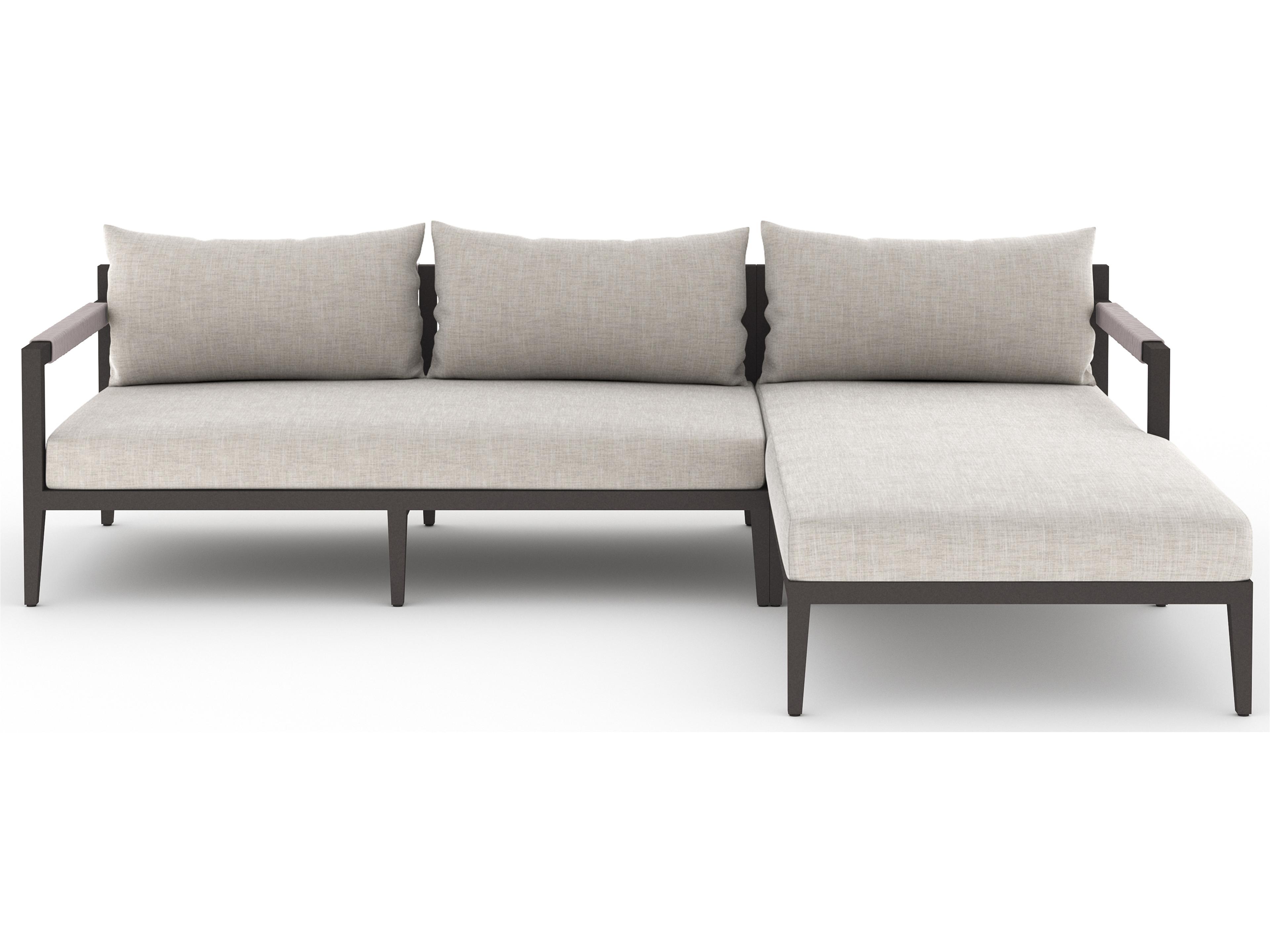 Luxecor Globetrotter Outdoor Stone Grey / Bronze Ivory Rope Right Arm Facing Sectional Sofa