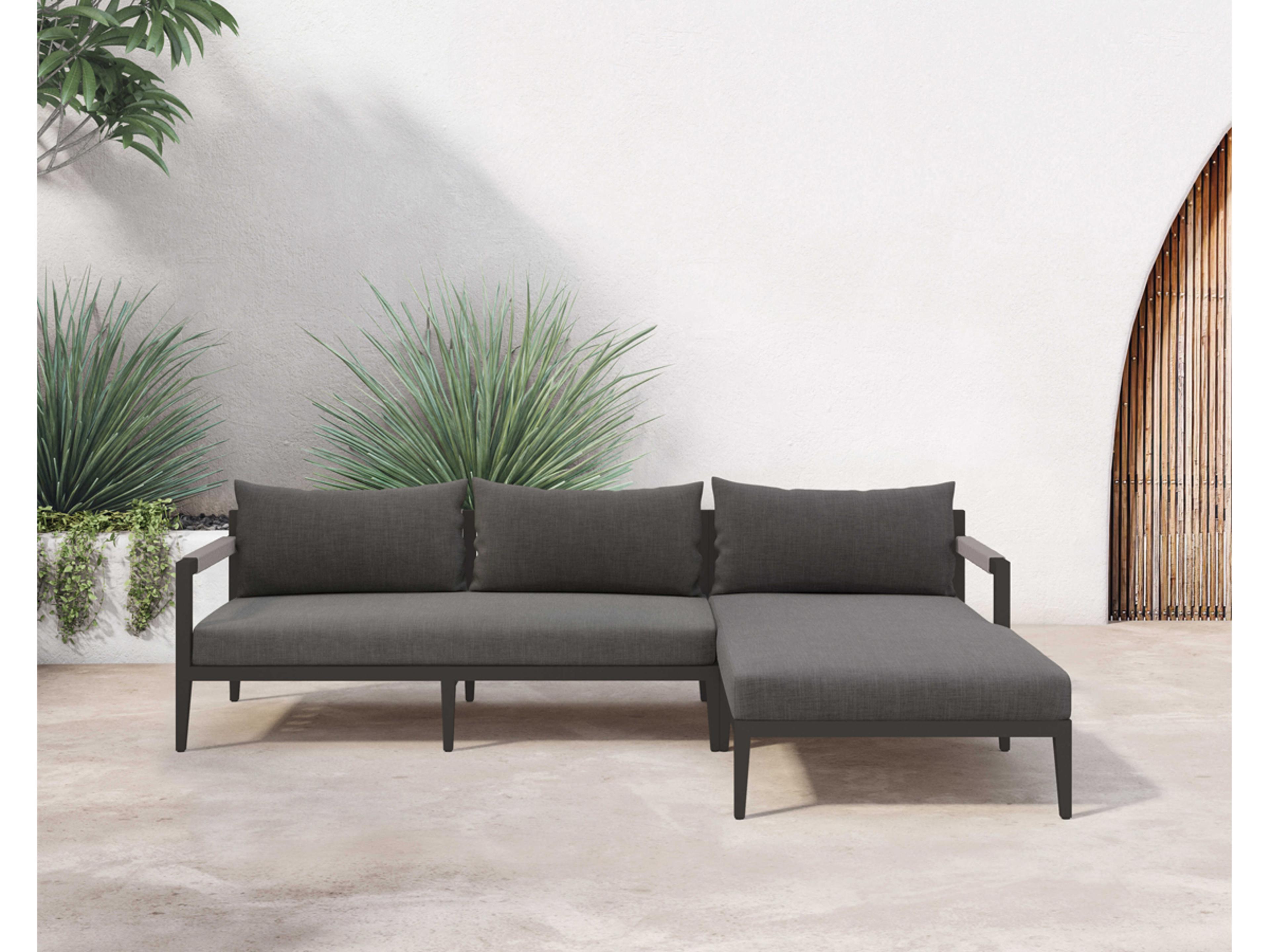 Luxecor Globetrotter Outdoor Charcoal / Bronze Ivory Rope Right Arm Facing Sectional Sofa