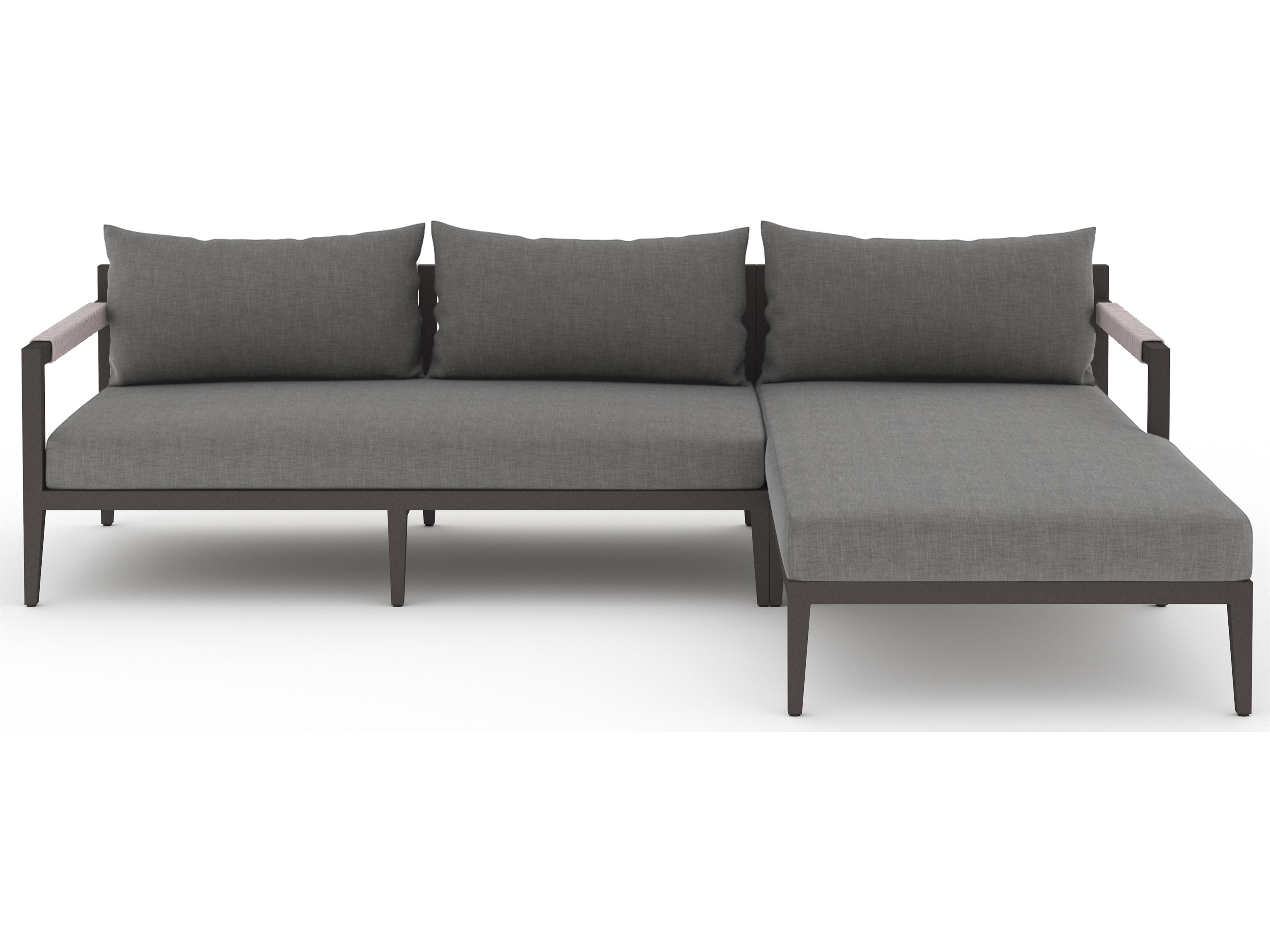 Luxecor Globetrotter Outdoor Charcoal / Bronze Ivory Rope Right Arm Facing Sectional Sofa