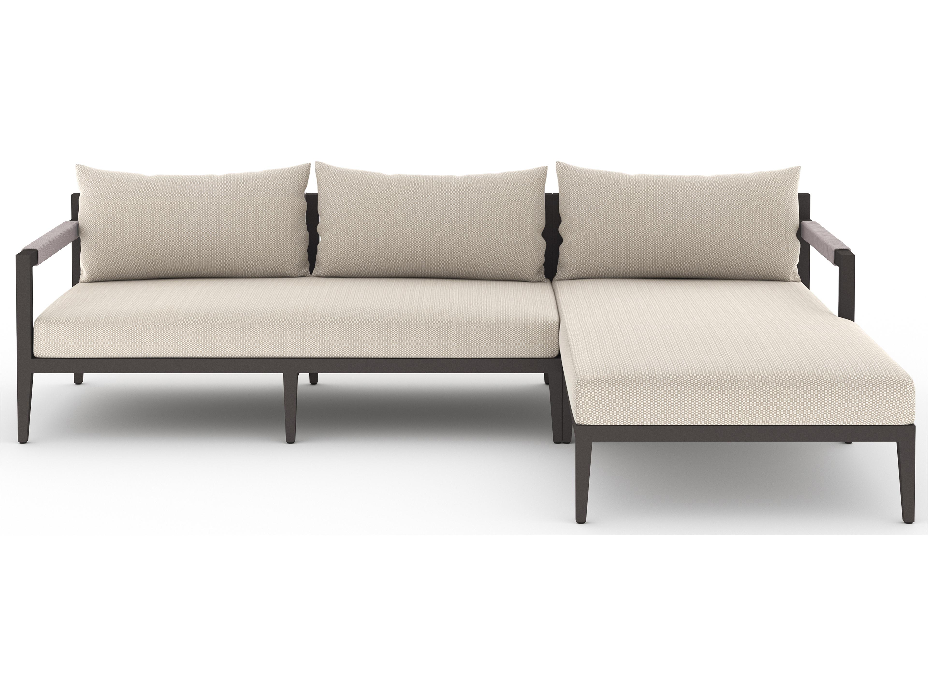 Luxecor Globetrotter Outdoor Faye Sand / Bronze Ivory Rope Right Arm Facing Sectional Sofa