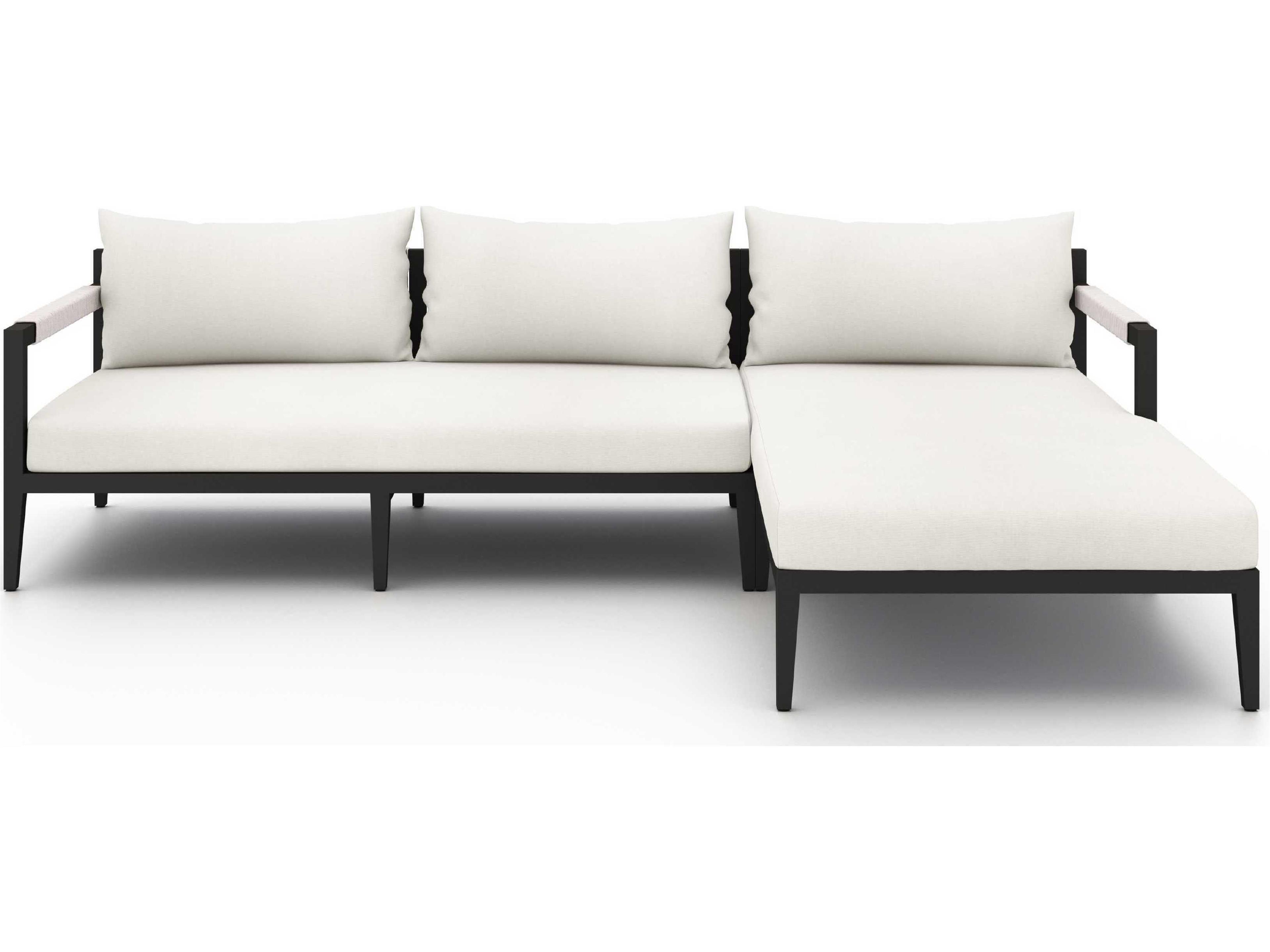 Luxecor Globetrotter Outdoor Bronze Aluminum / Ivory Rope Right Arm Facing Sofa with Natural Cushion