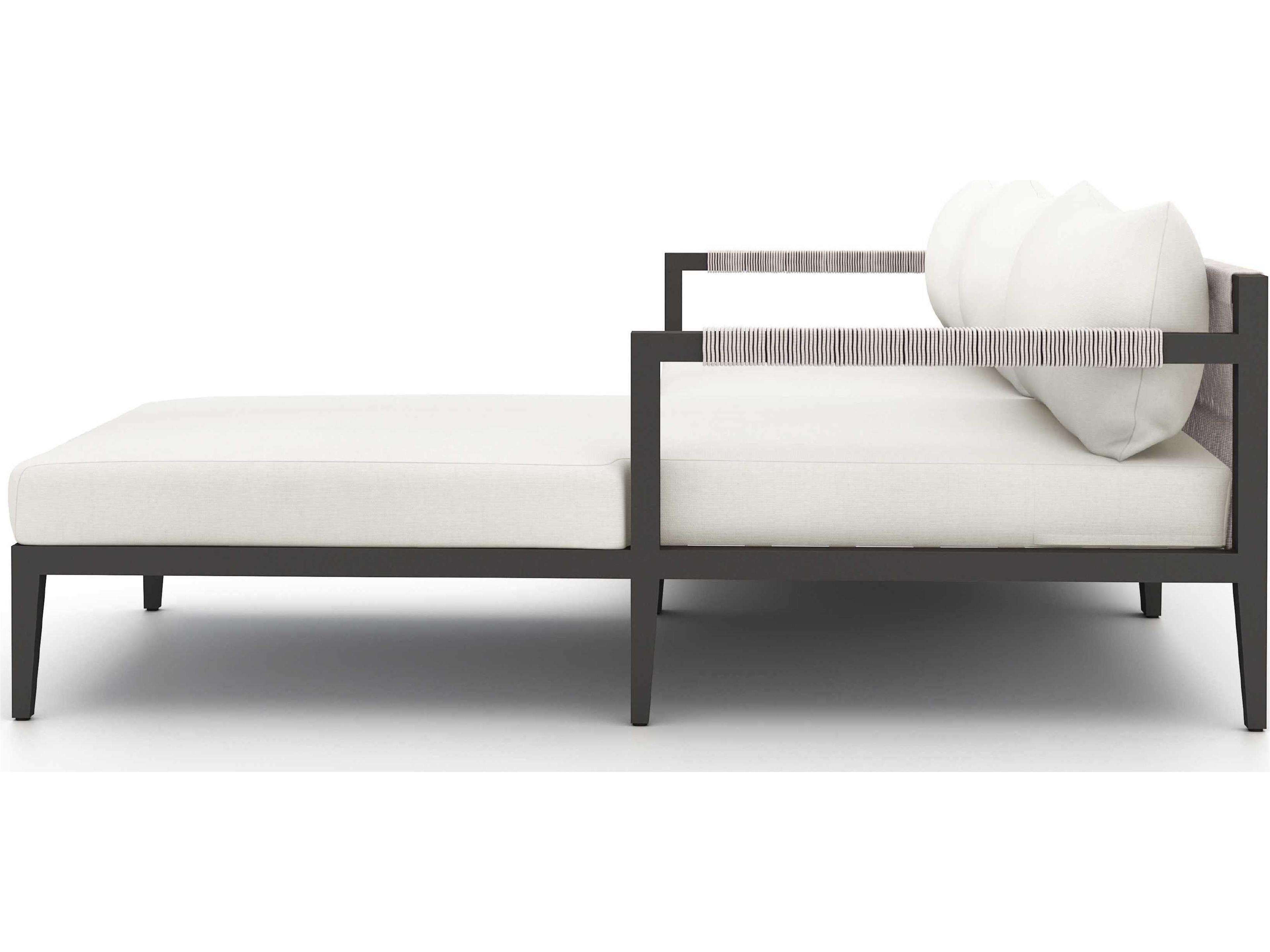 Luxecor Globetrotter Outdoor Bronze Aluminum / Ivory Rope Right Arm Facing Sofa with Natural Cushion