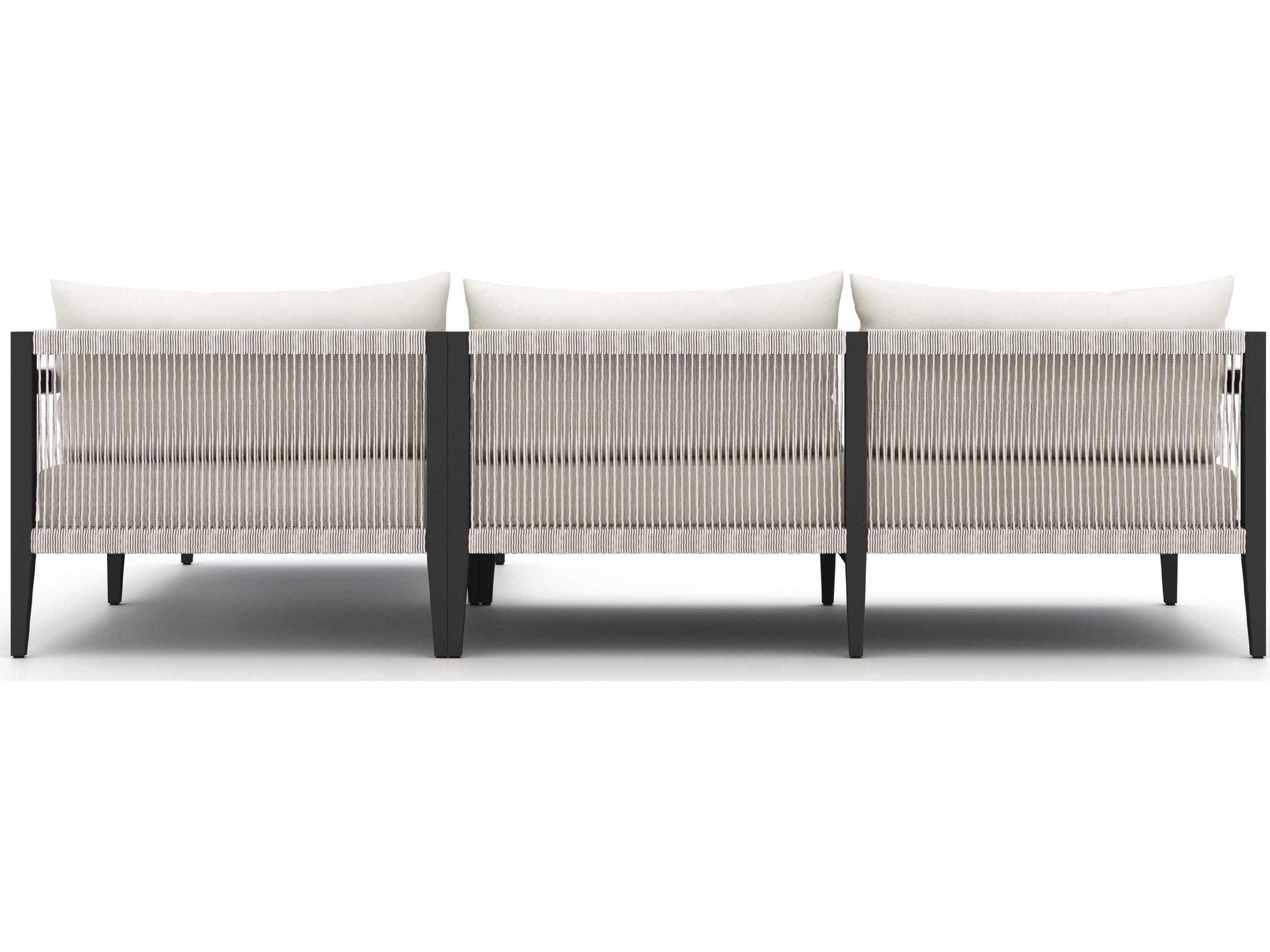 Luxecor Globetrotter Outdoor Bronze Aluminum / Ivory Rope Right Arm Facing Sofa with Natural Cushion
