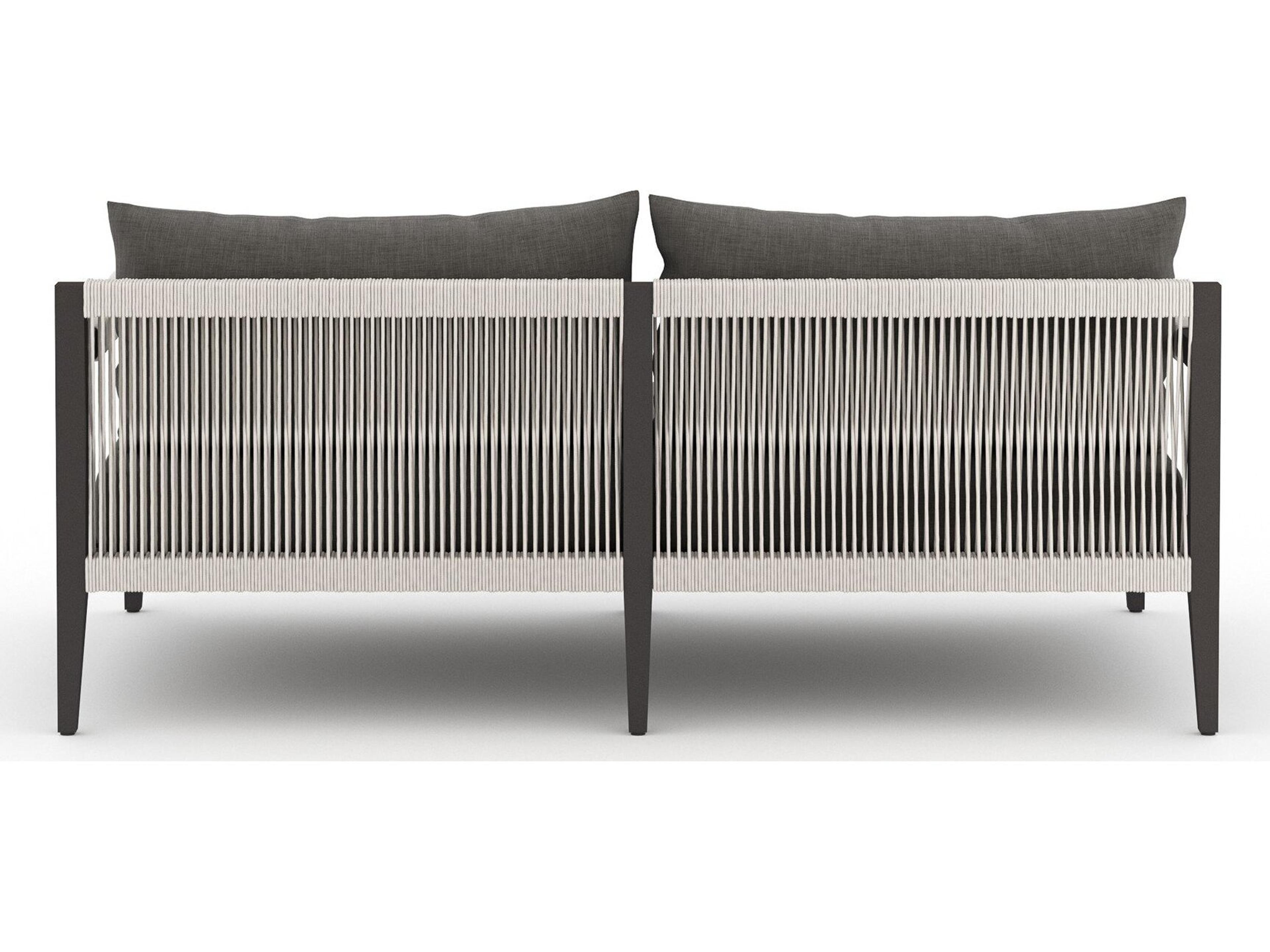 Four Hands Solano Charcoal Bronze Ivory Rope Gray Loveseat