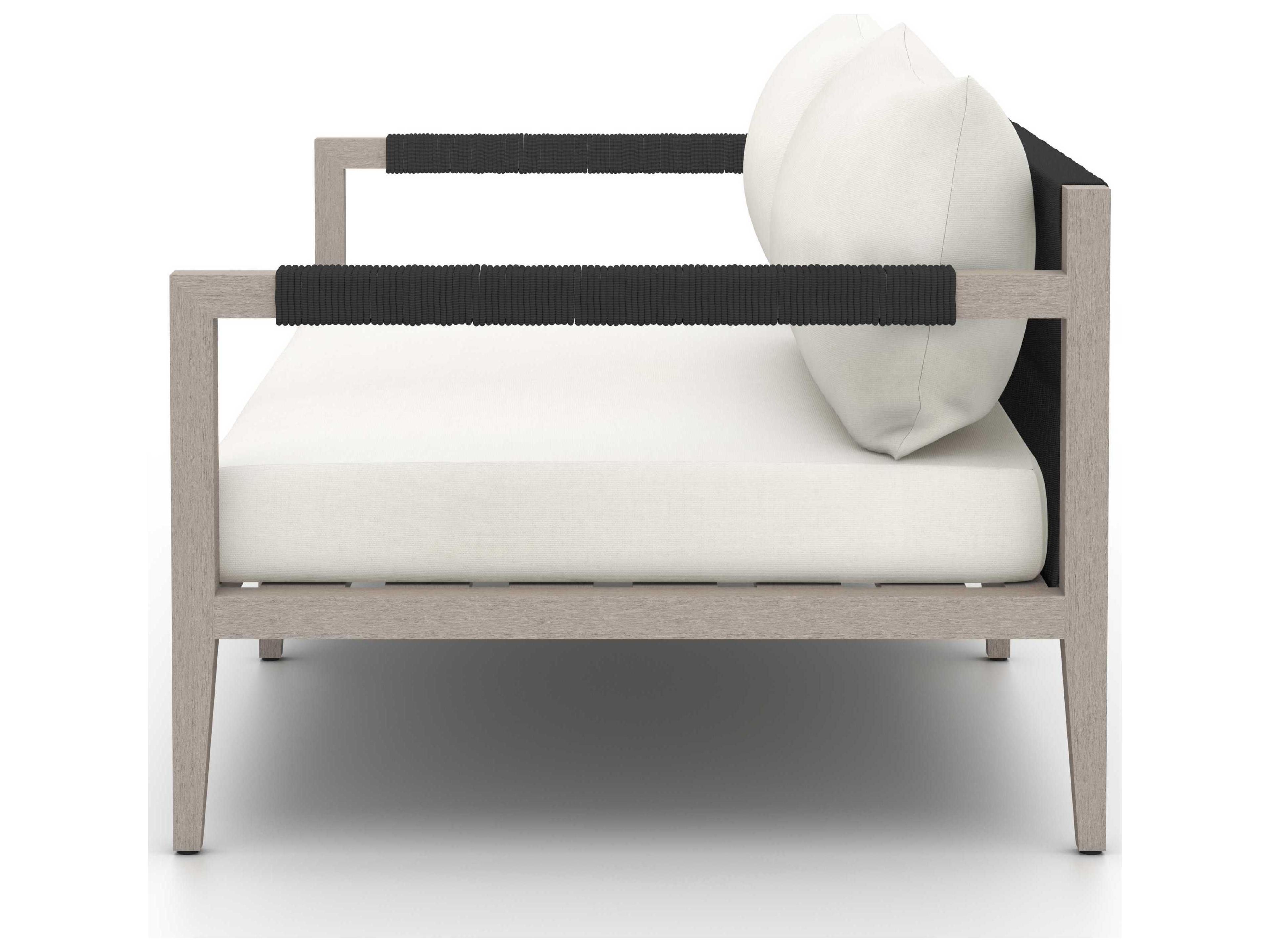 Luxecor Globetrotter Outdoor Weathered Grey Teak / Dark Rope Loveseat with Natural Ivory Cushion