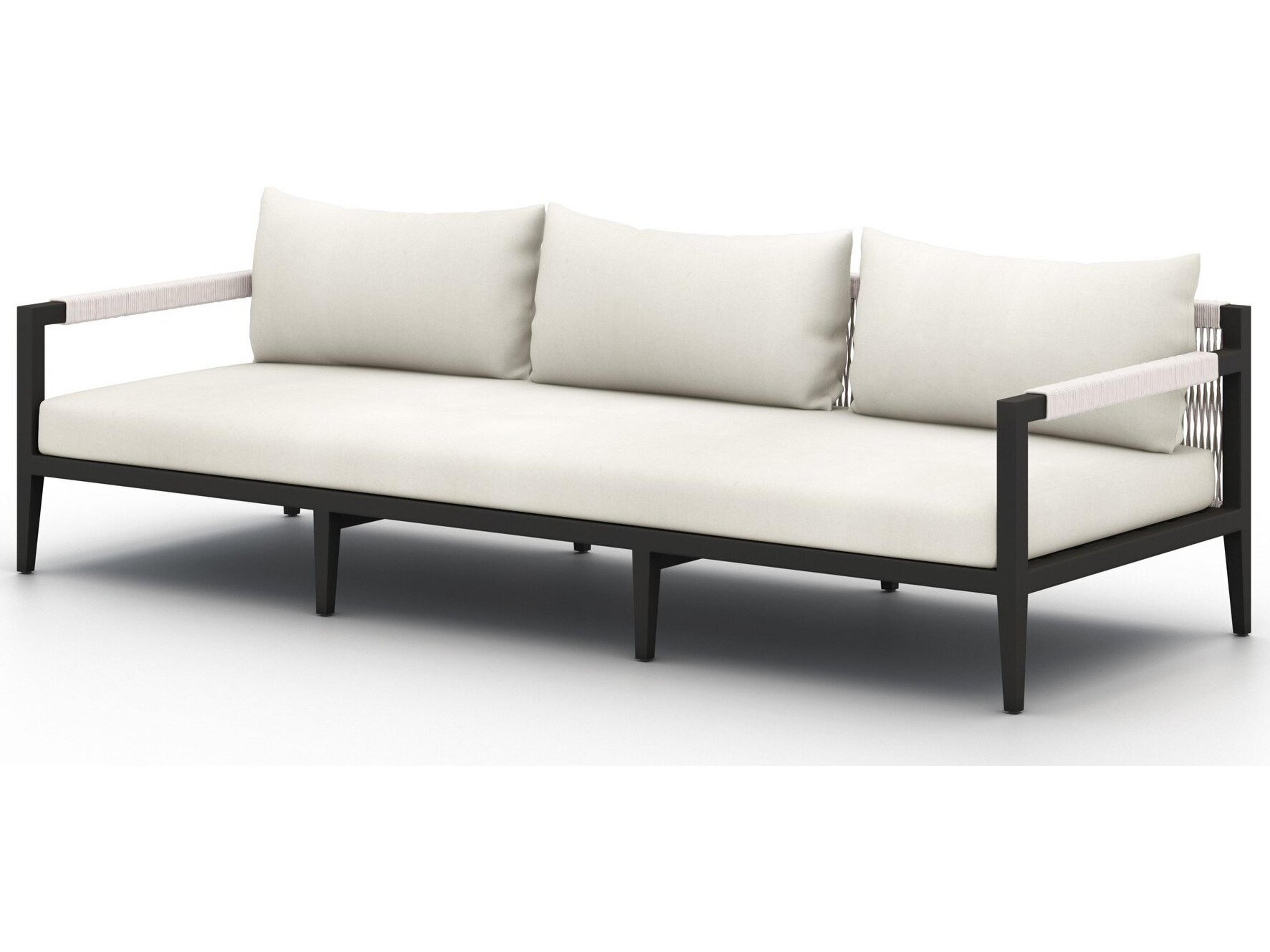 Solano Bronze Aluminum / Ivory Rope Sofa with Natural Ivory Cushion