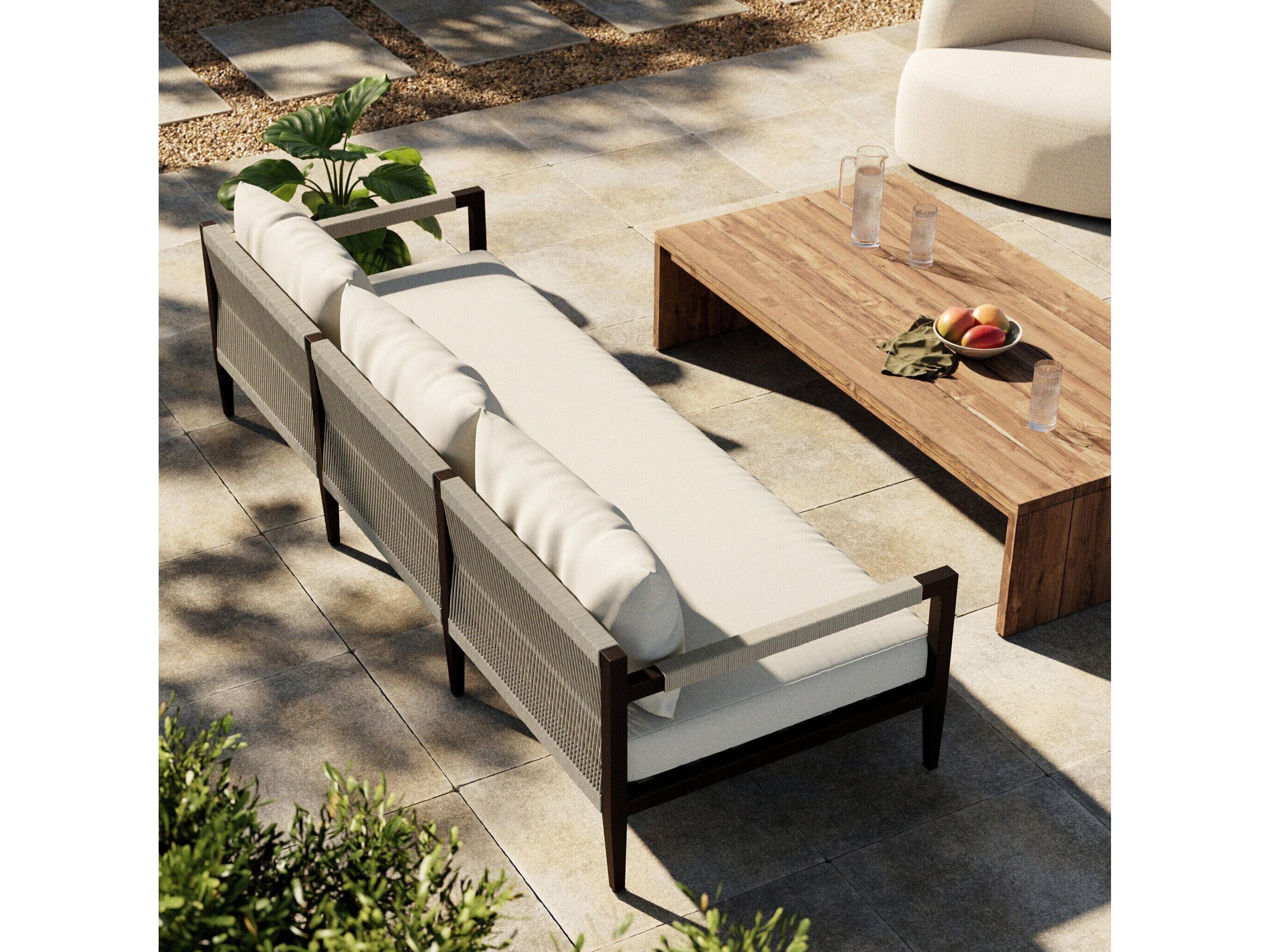 Luxecor Globetrotter Outdoor Bronze Aluminum / Ivory Rope Sofa with Natural Cushion