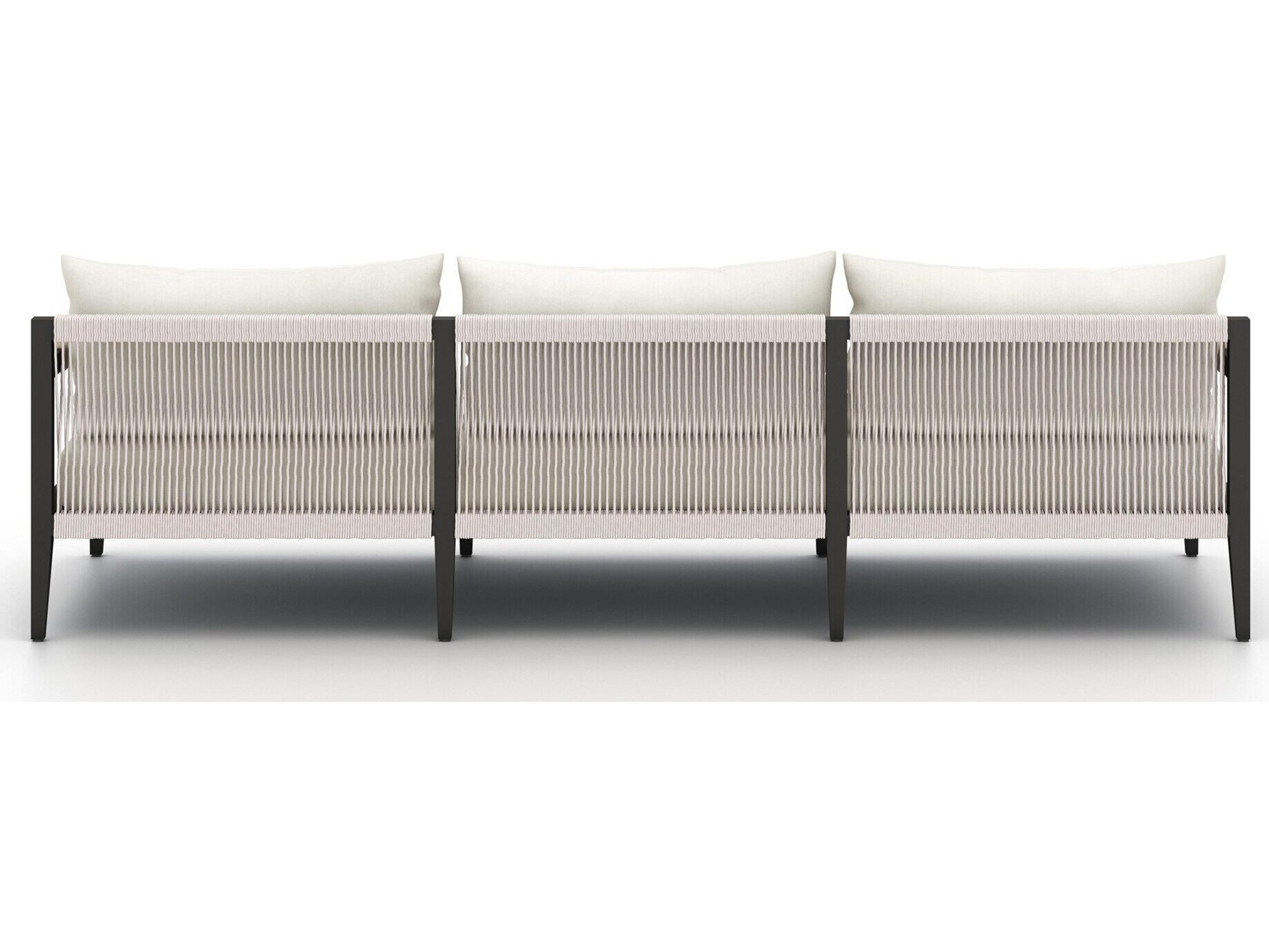 Four Hands Outdoor Solano Bronze Aluminum / Ivory Rope Sofa with Natural Ivory Cushion