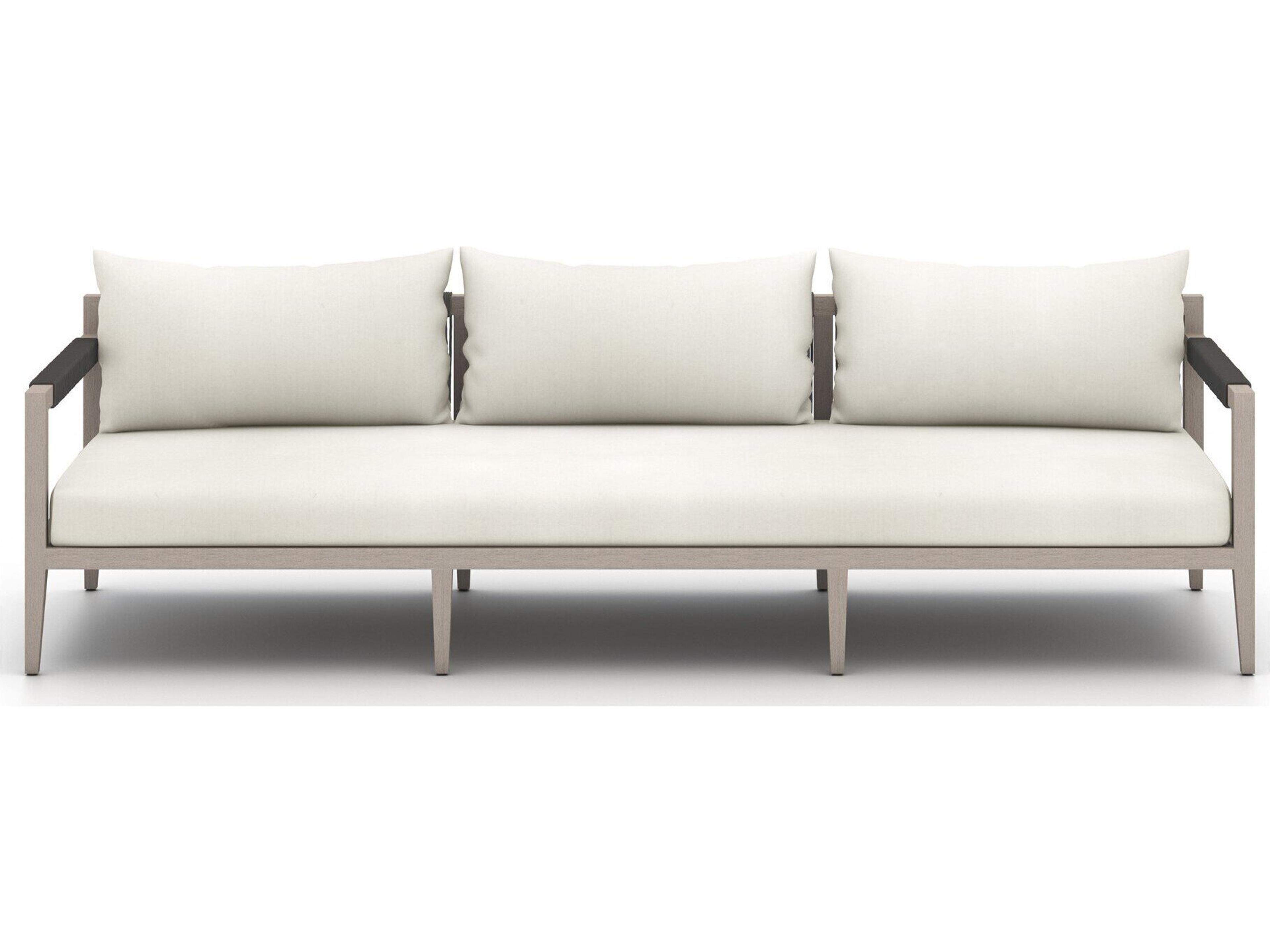 Luxecor Globetrotter Outdoor Natural Ivory / Weathered Grey Dark Rope Polypropylene Teak Cushion Sofa
