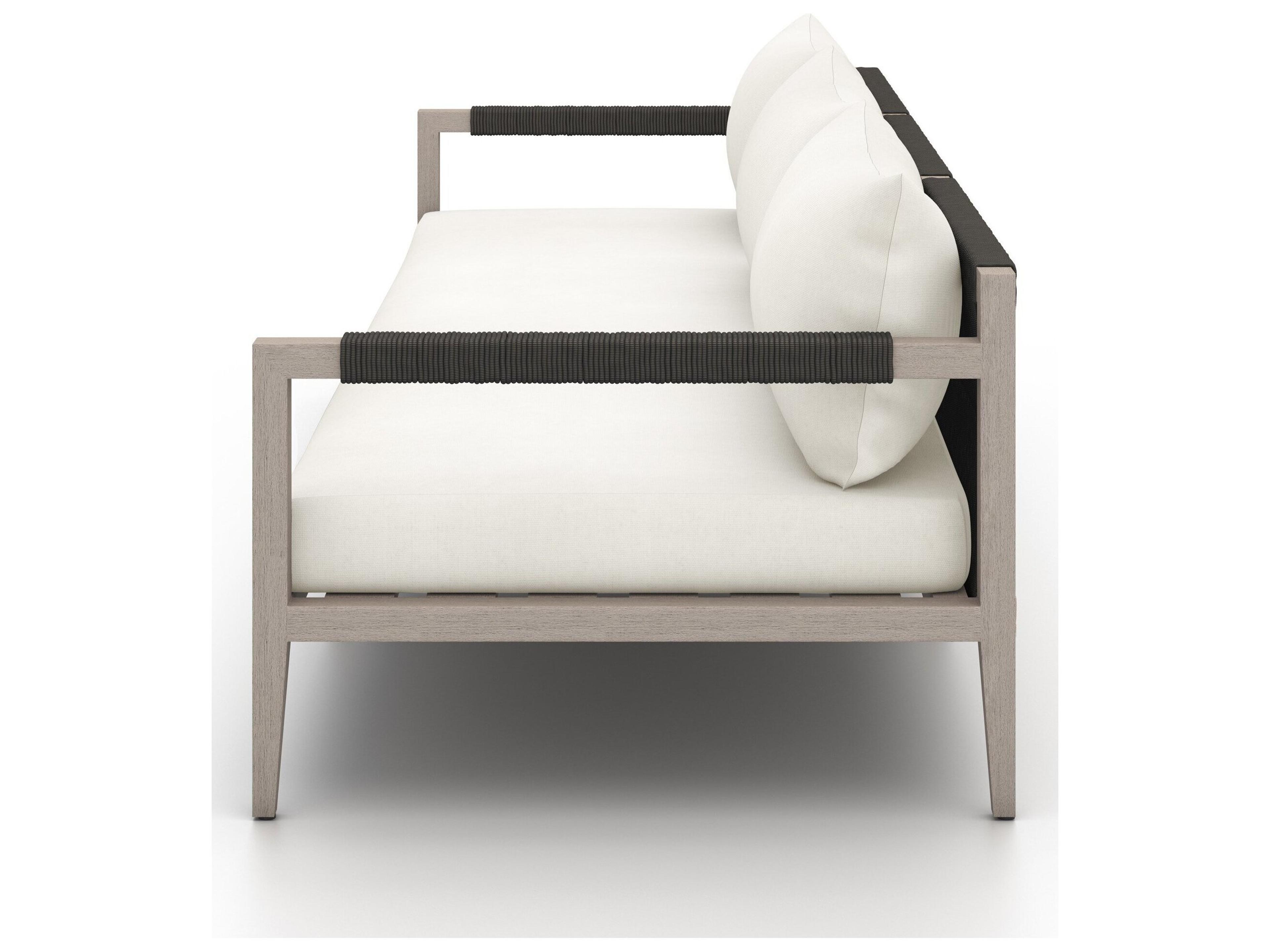 Luxecor Globetrotter Outdoor Natural Ivory / Weathered Grey Dark Rope Polypropylene Teak Cushion Sofa