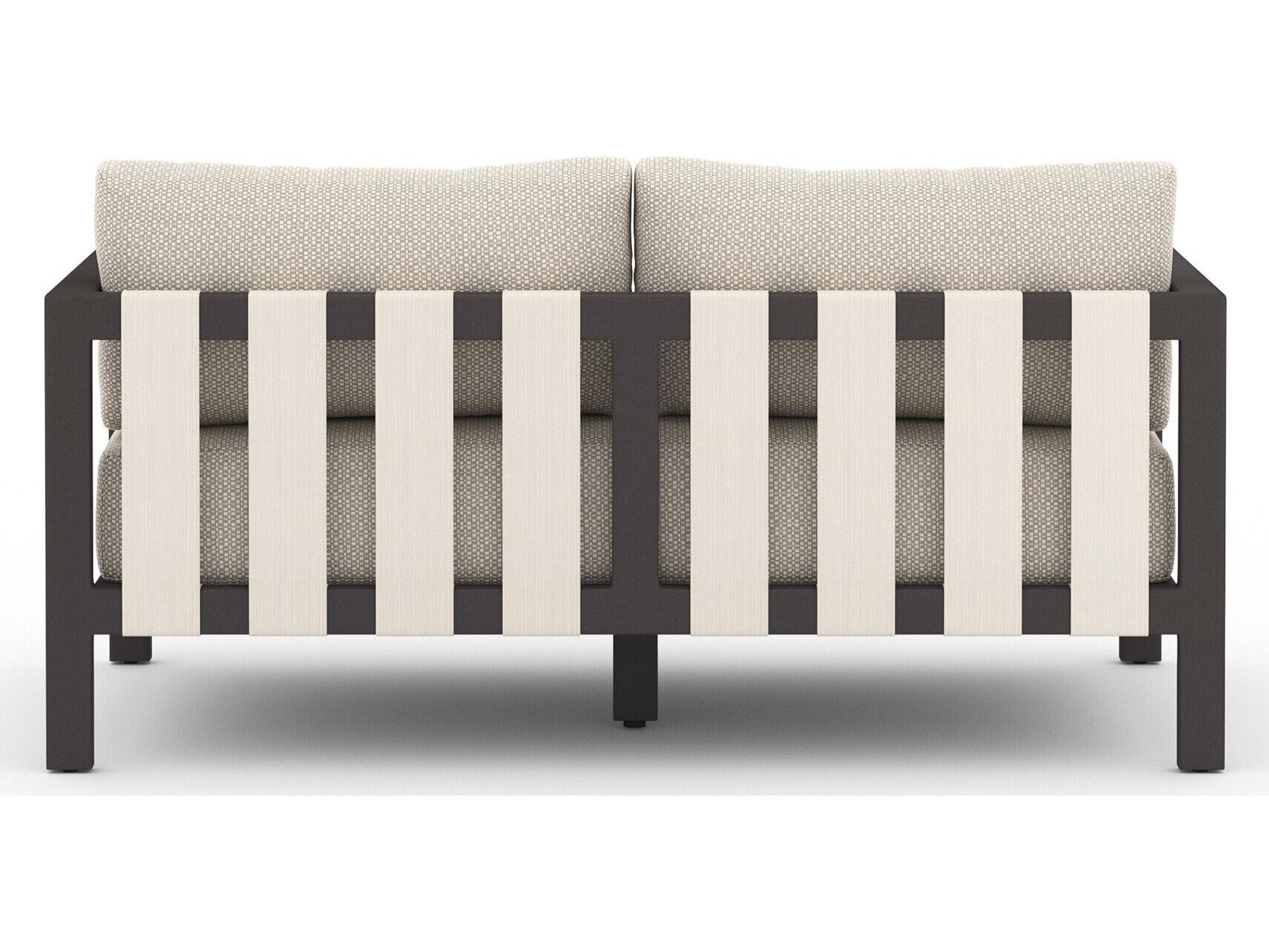 Luxecor Globetrotter Outdoor Bronze Aluminum / Ivory Rope Loveseat with Faye Sand Cushion