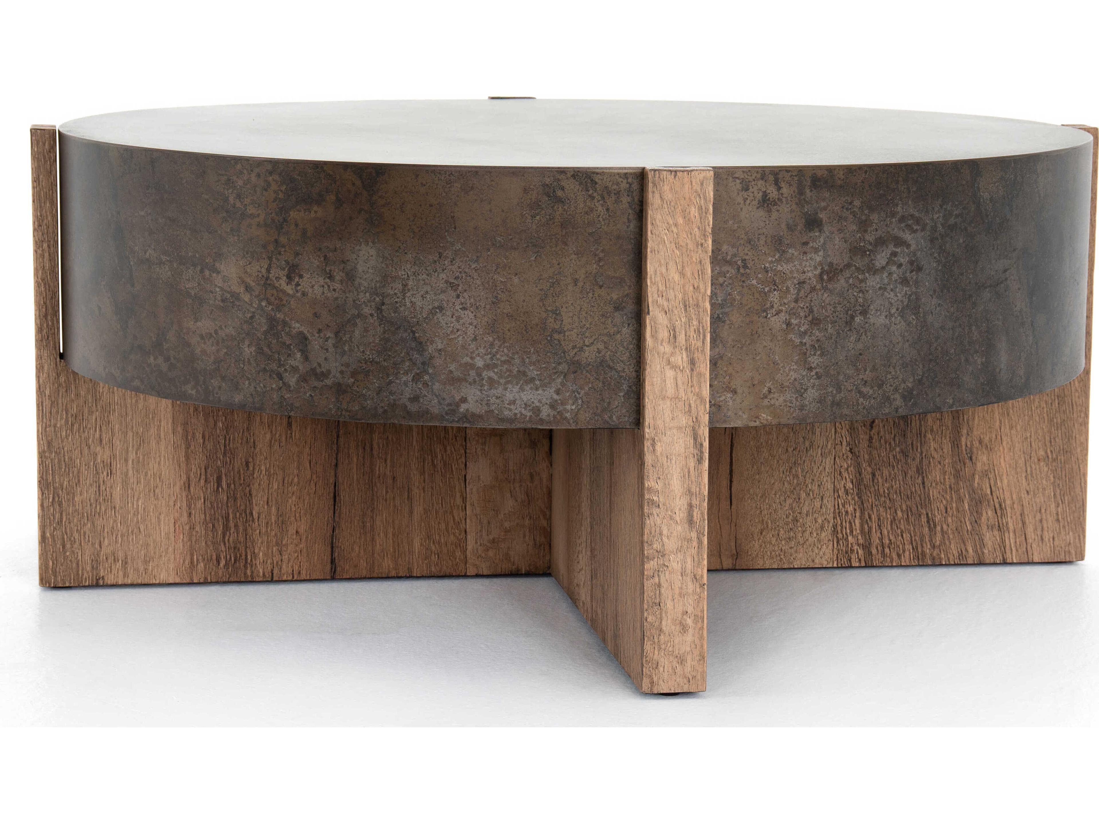 Wesson Bingham Rustic Oak Wood  41.5" Round Coffee Table