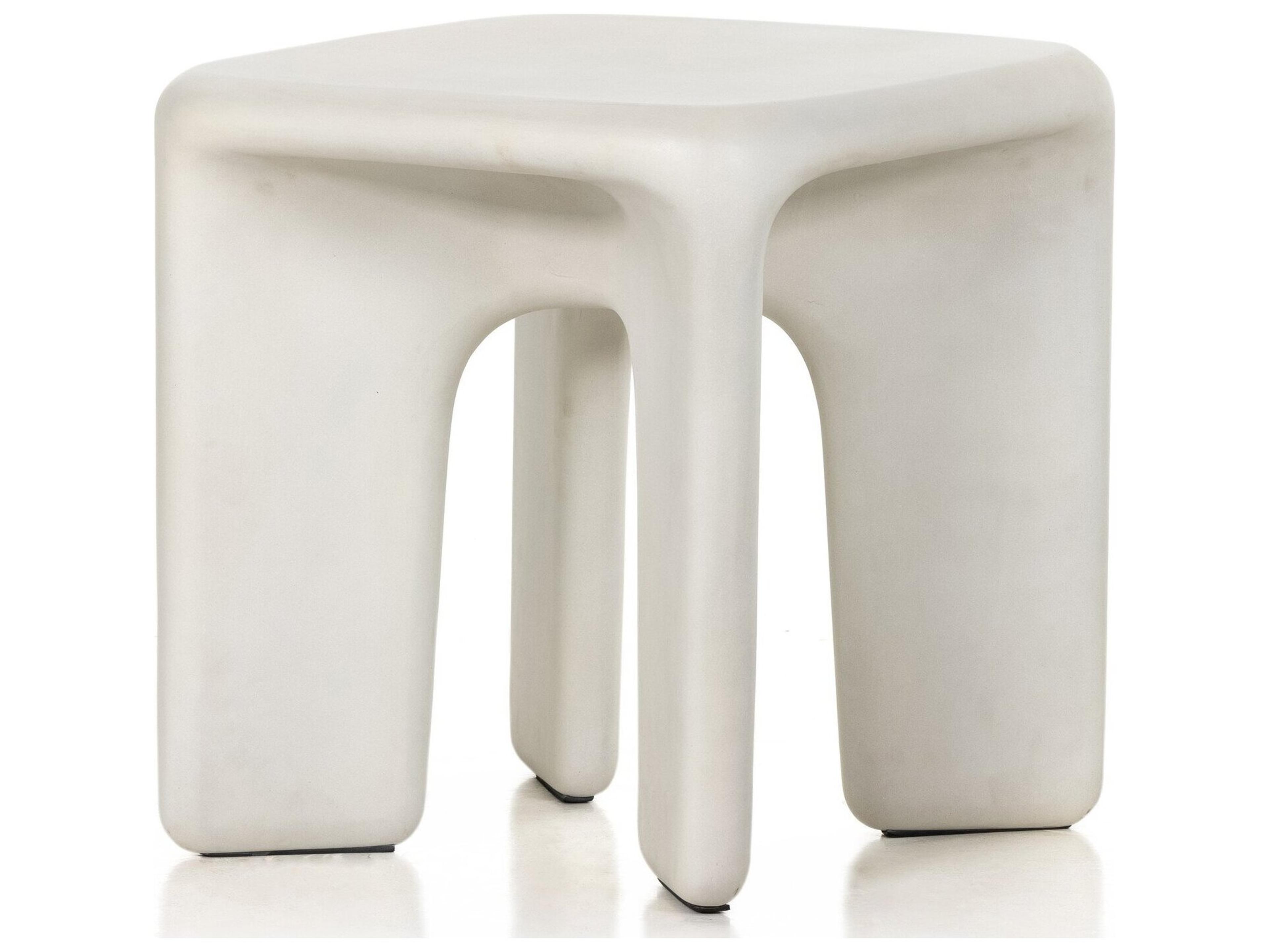 Thayer White Concrete Square End Table
