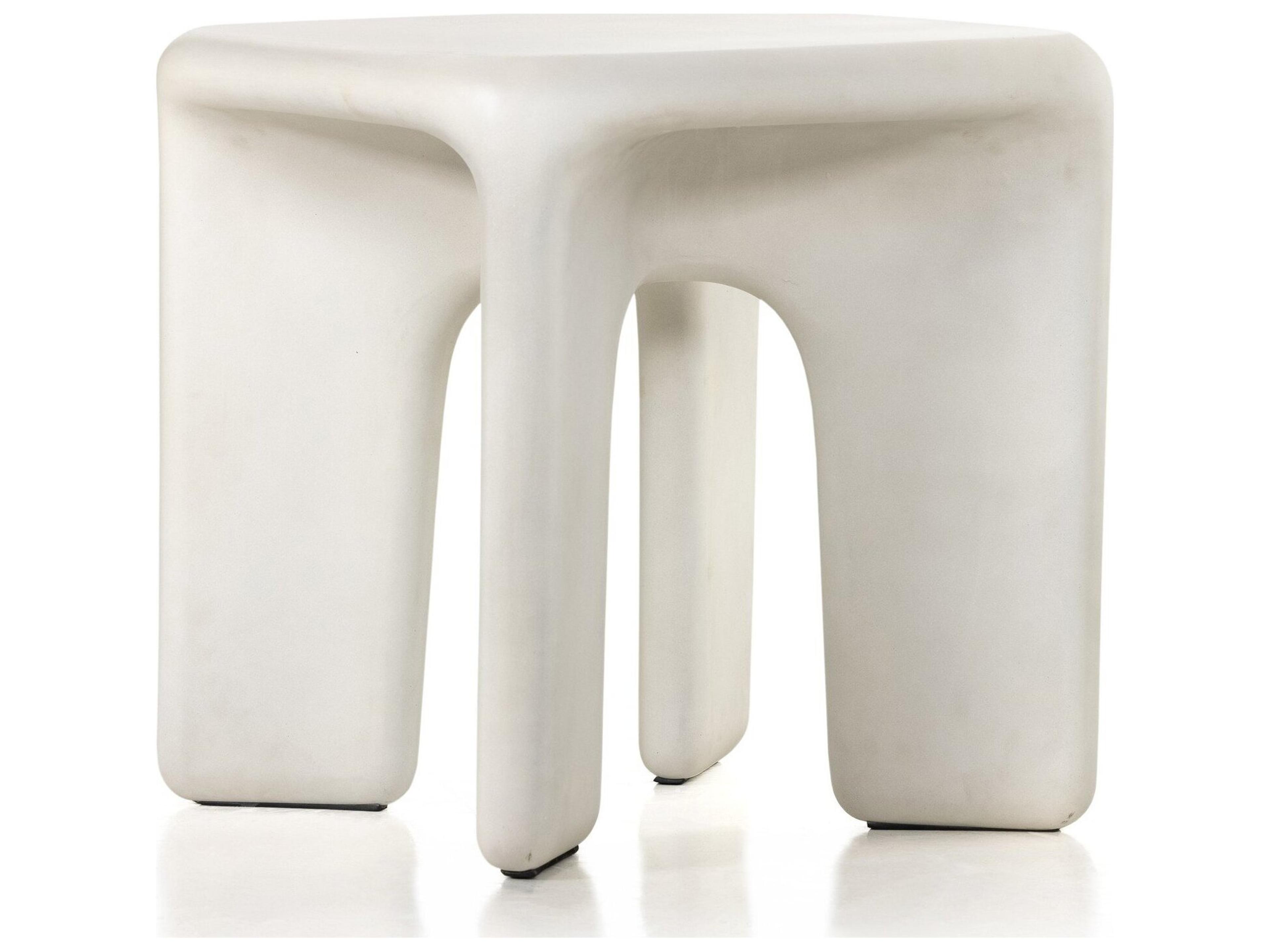 Four Hands Outdoor Thayer White Concrete Square End Table