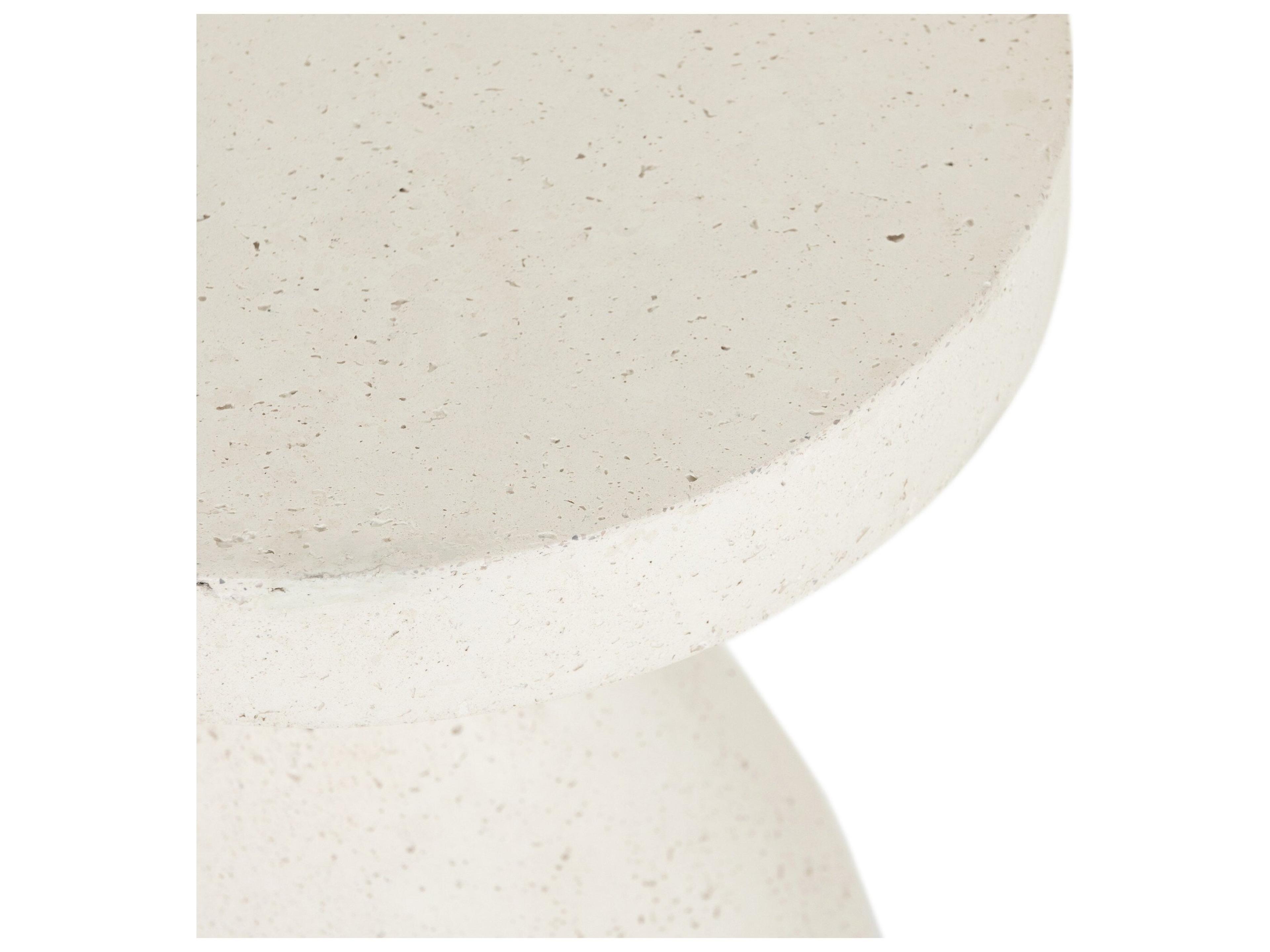 Luxecor Globetrotter Outdoor Textured White Concrete Round End Table