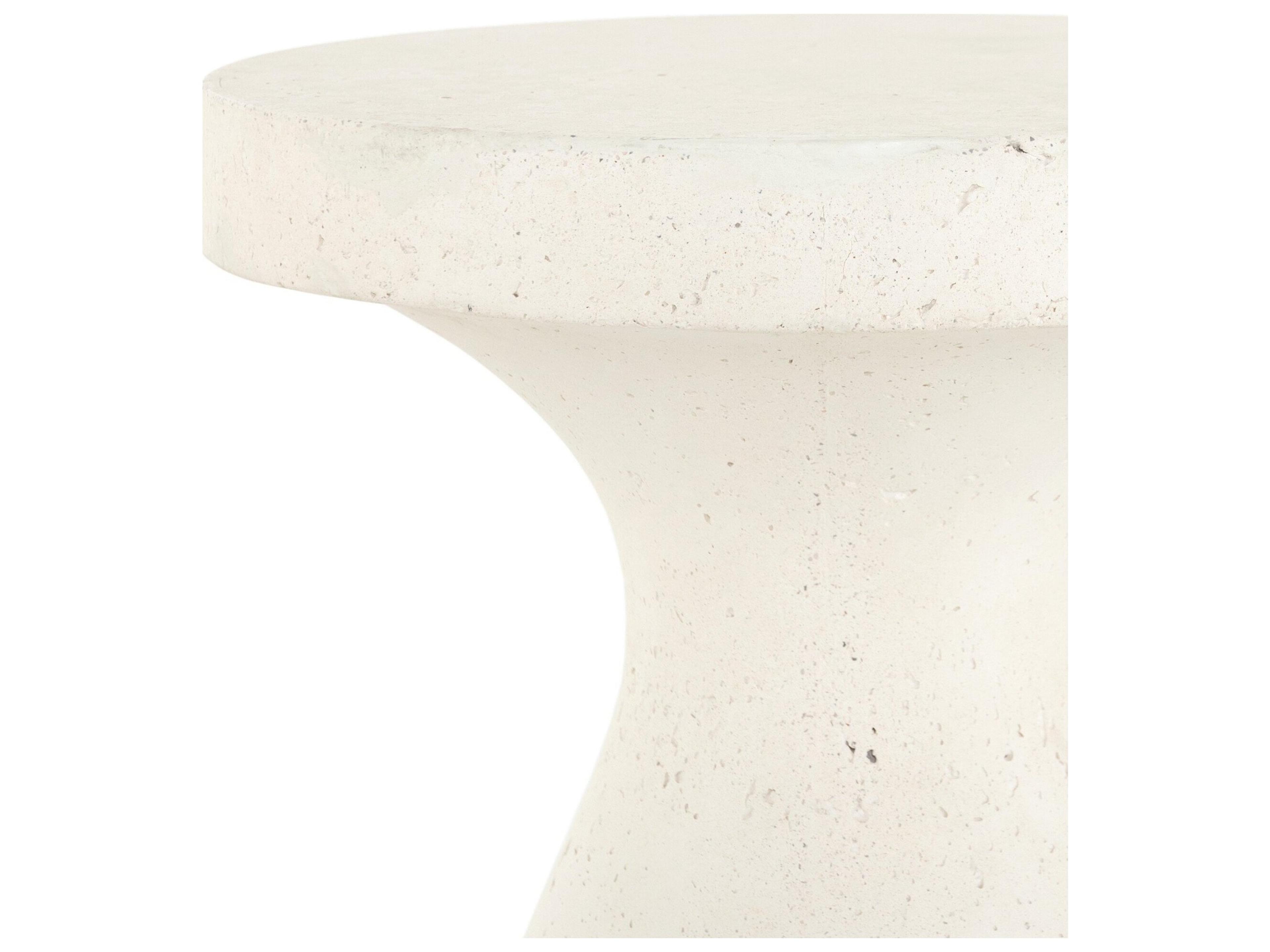 Luxecor Globetrotter Outdoor Textured White Concrete Round End Table