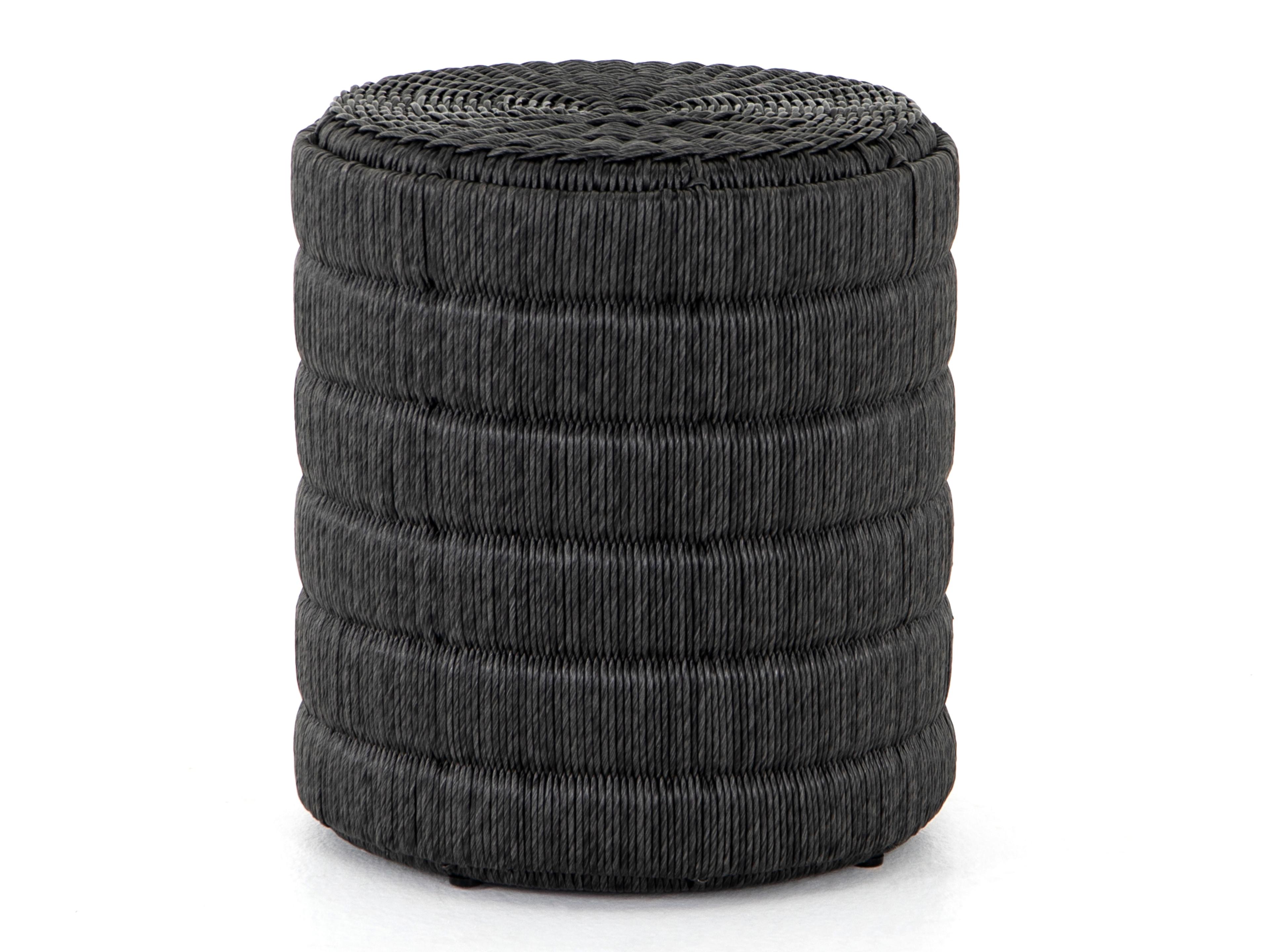 Globetrotter Outdoor Vintage Coal Resin Round End Table