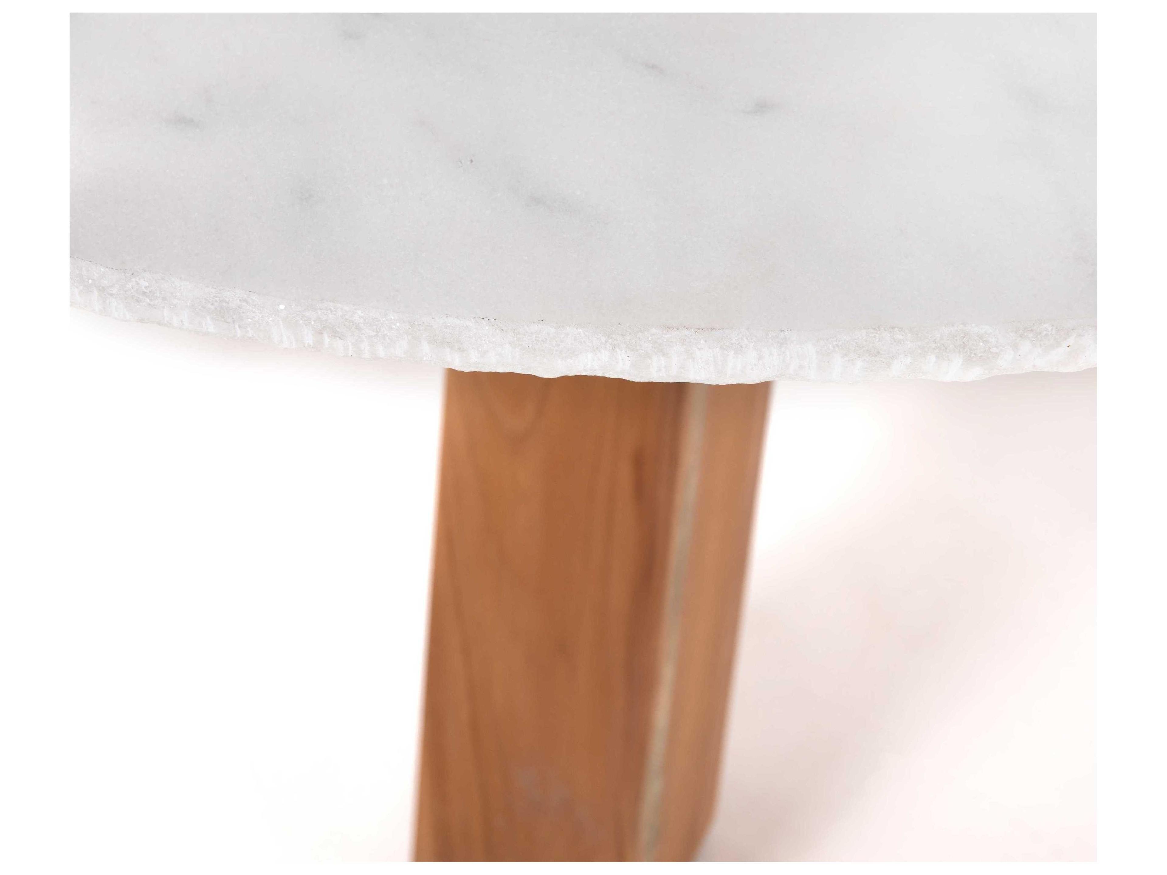 Luxecor Globetrotter Outdoor Natural Teak / Rough White Marble Round Dining Table