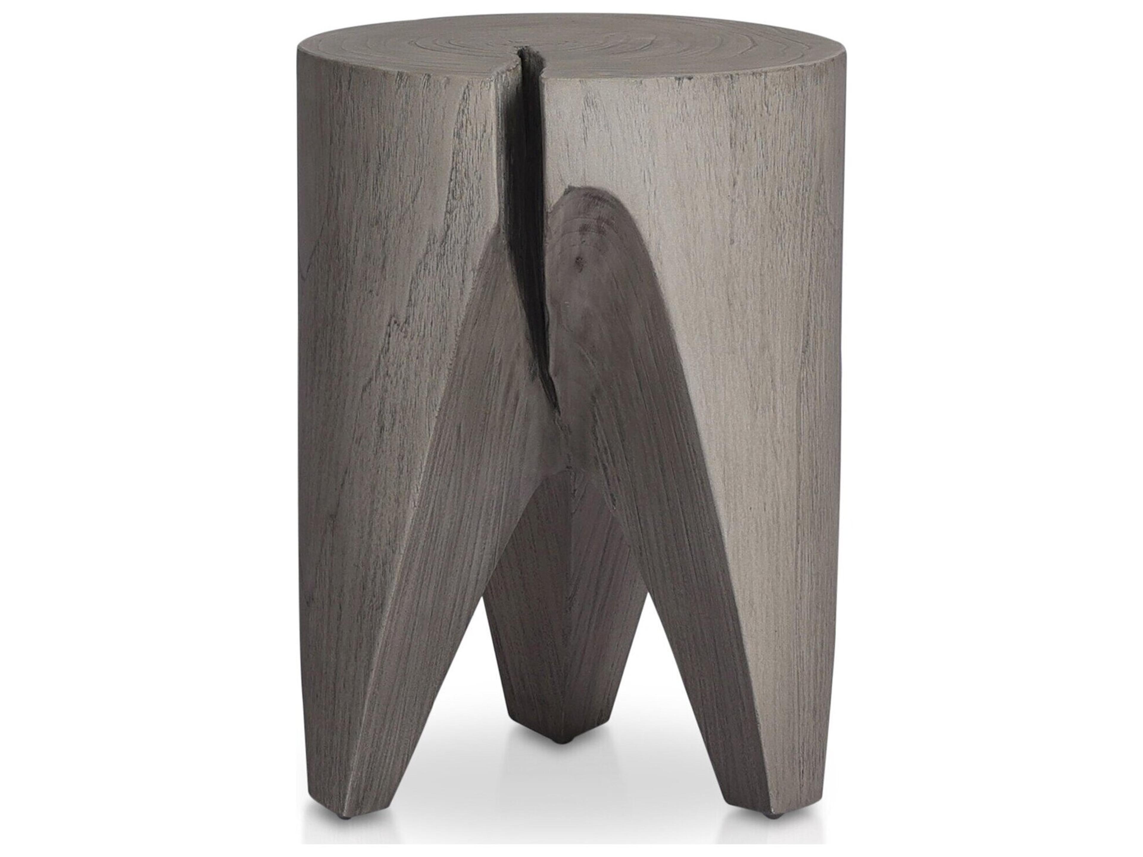 Luxecor Globetrotter Outdoor Weathered Grey Teak Round End Table