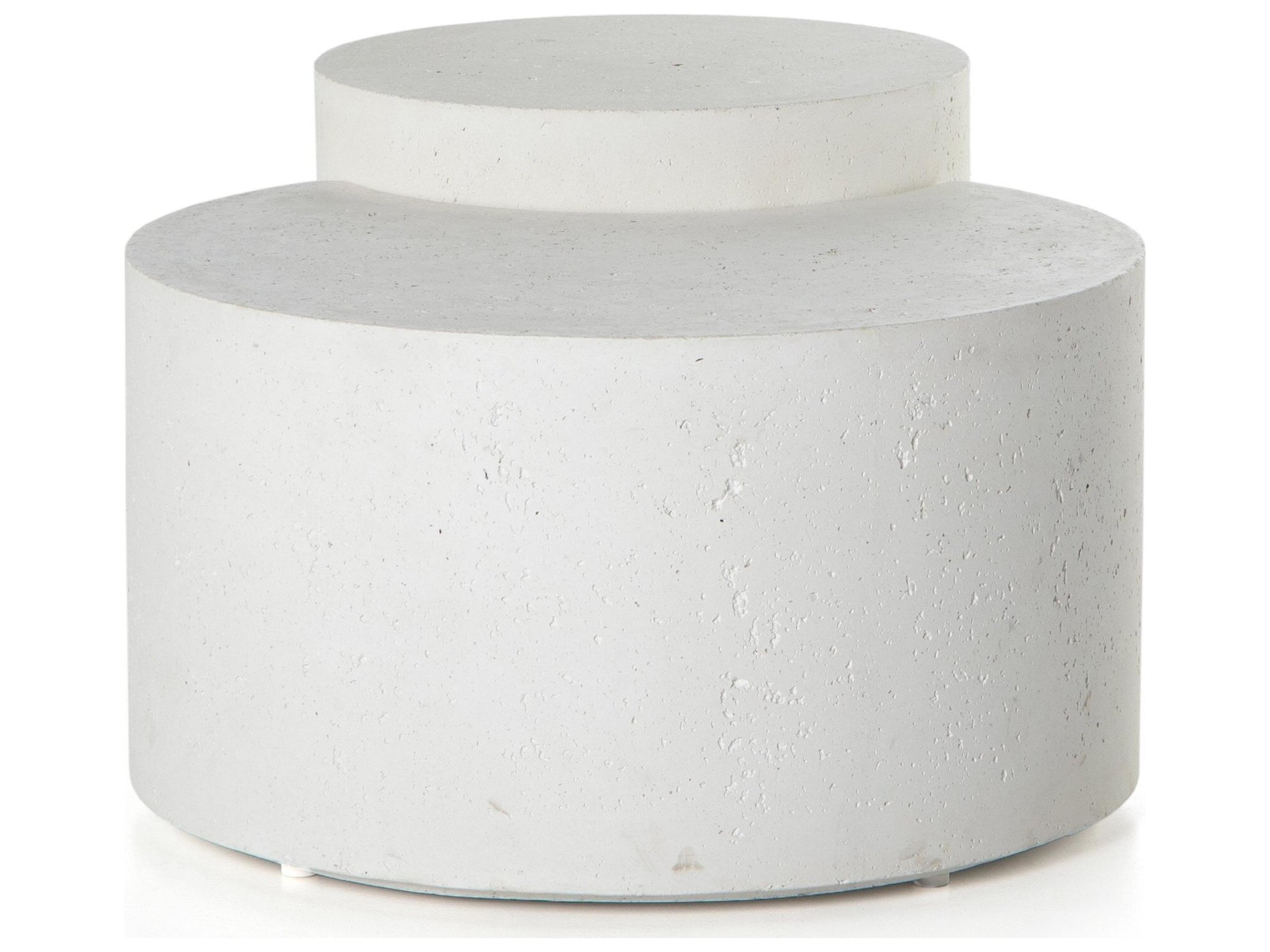 Four Hands Outdoor Constantine Textured White Concrete Round Coffee Table
