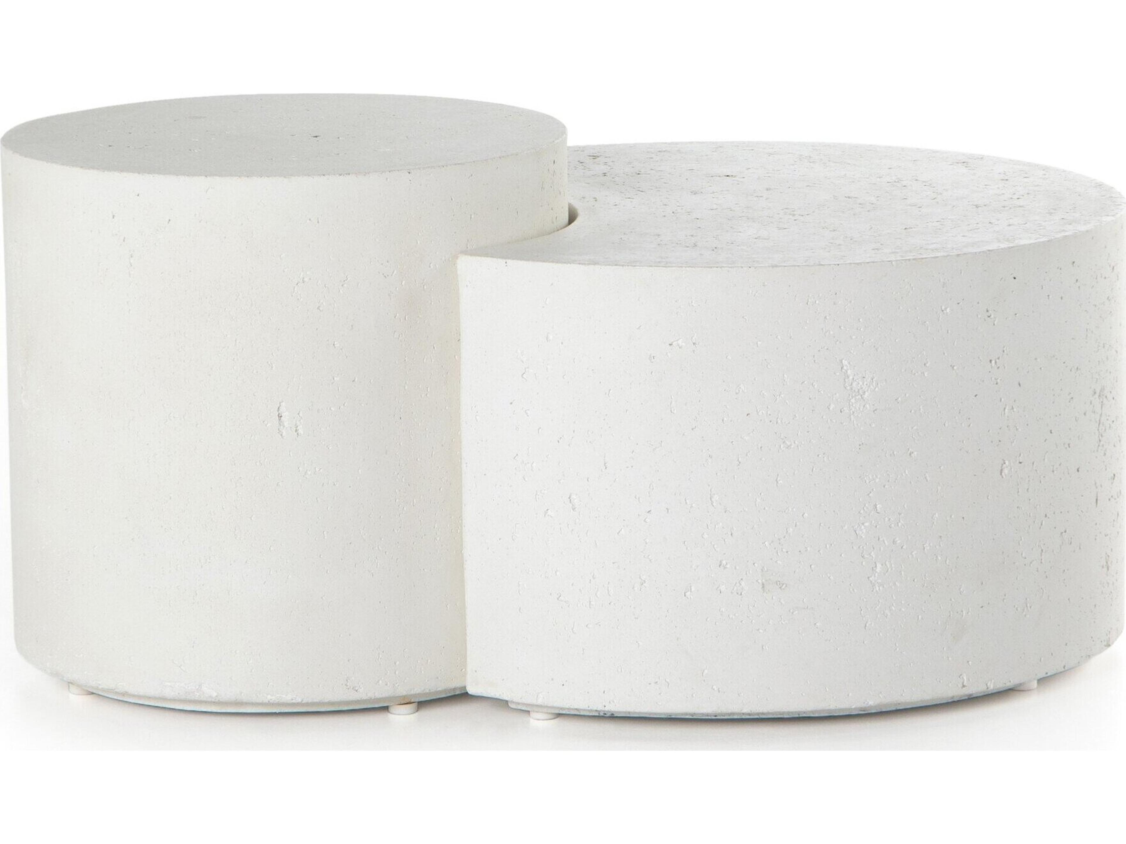 Constantine Textured White Concrete Round Coffee Table