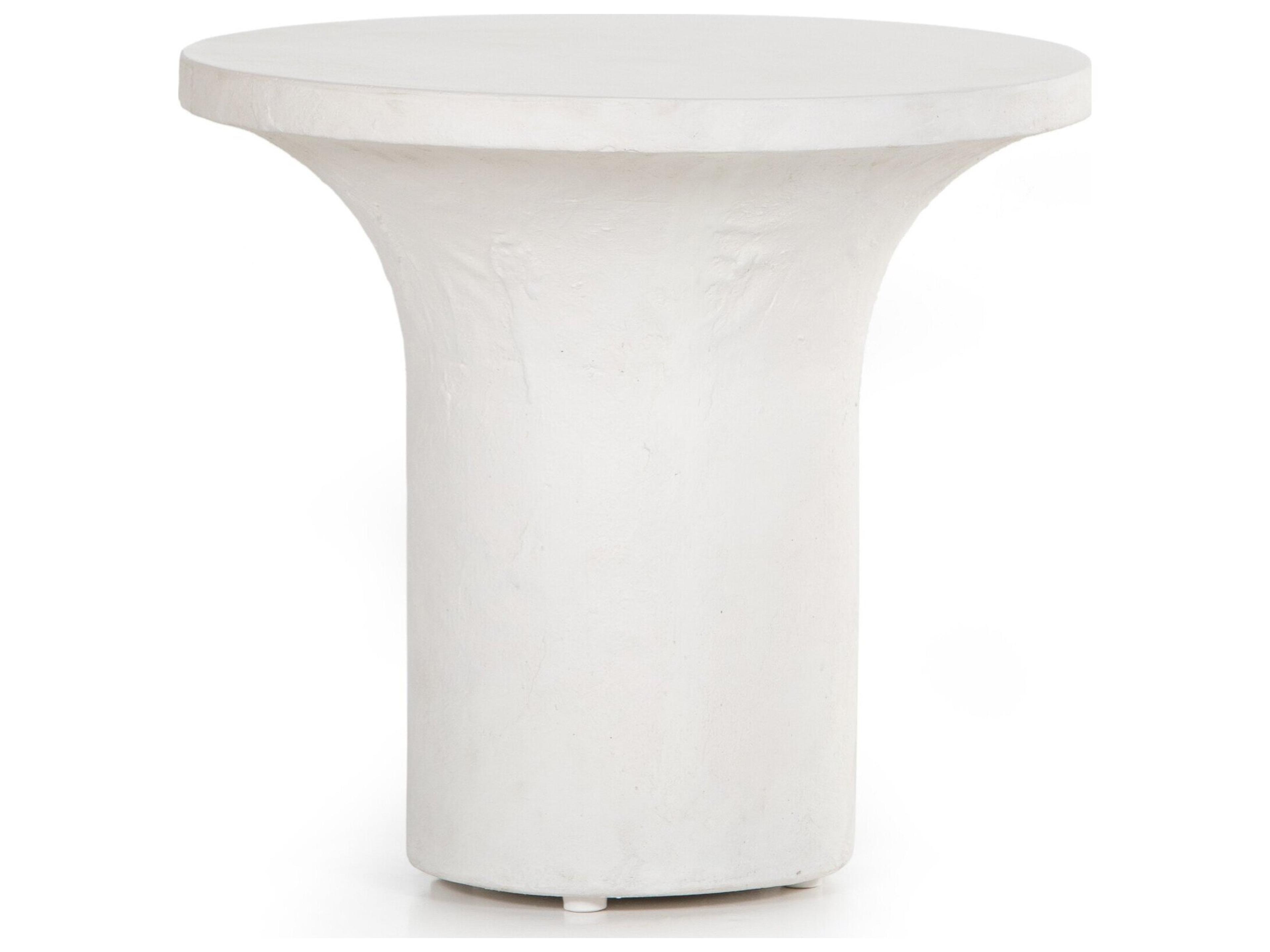 Four Hands Outdoor Constantine White Concrete Round End Table