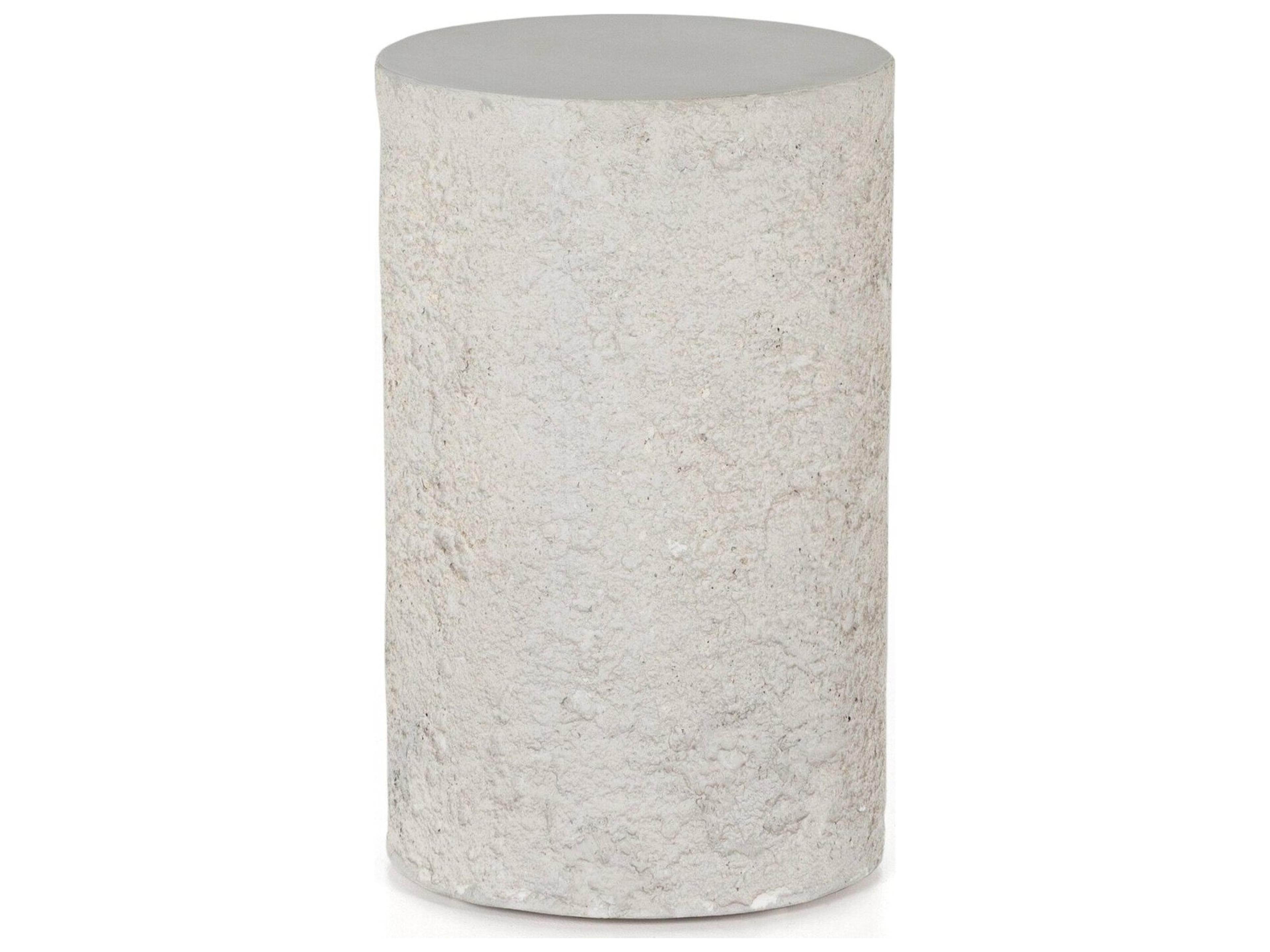 Constantine Blanc White / Matte White Concrete Round End Table