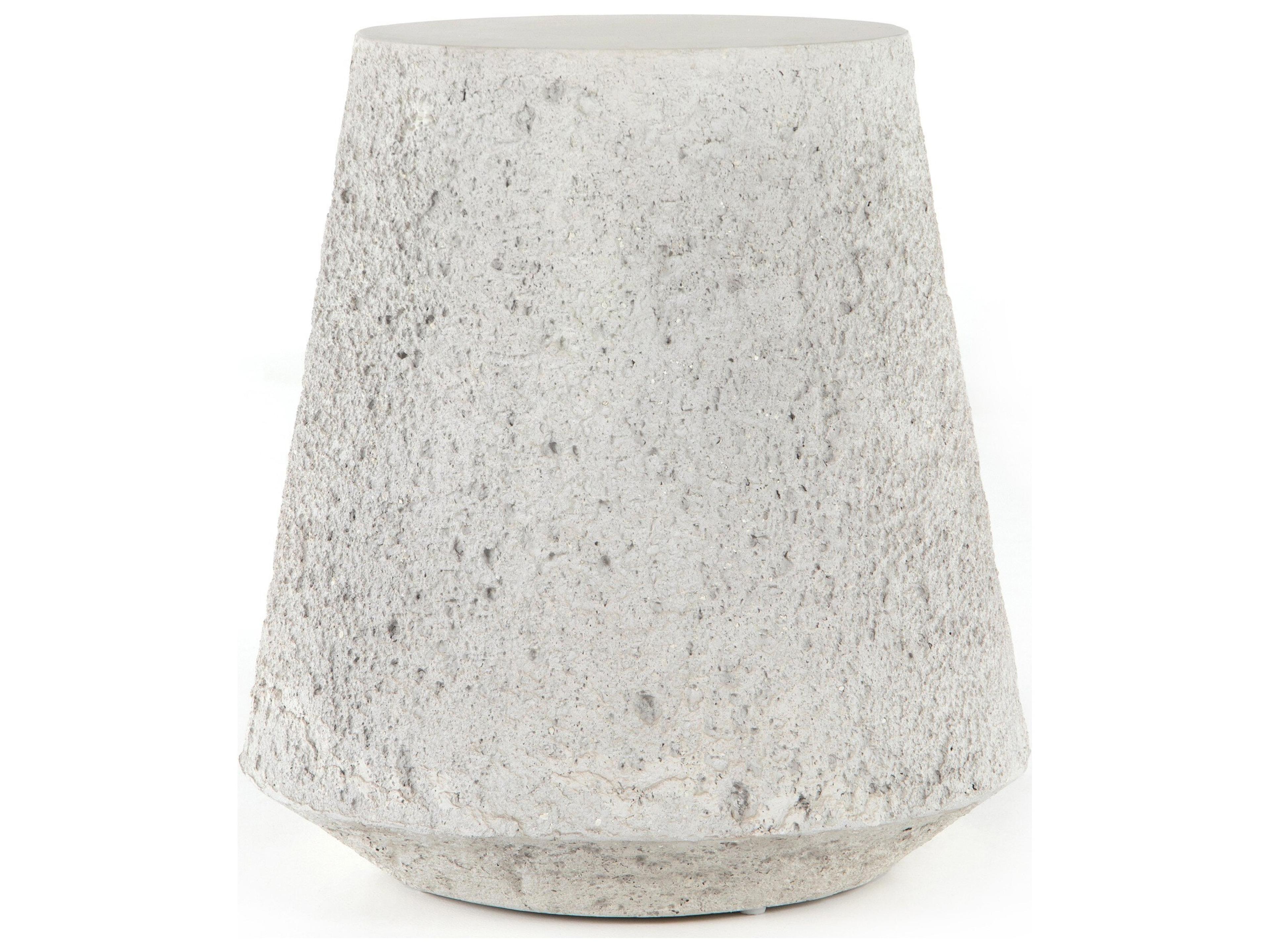 Luxecor Globetrotter Outdoor Blanc White / Matte Concrete Round End Table