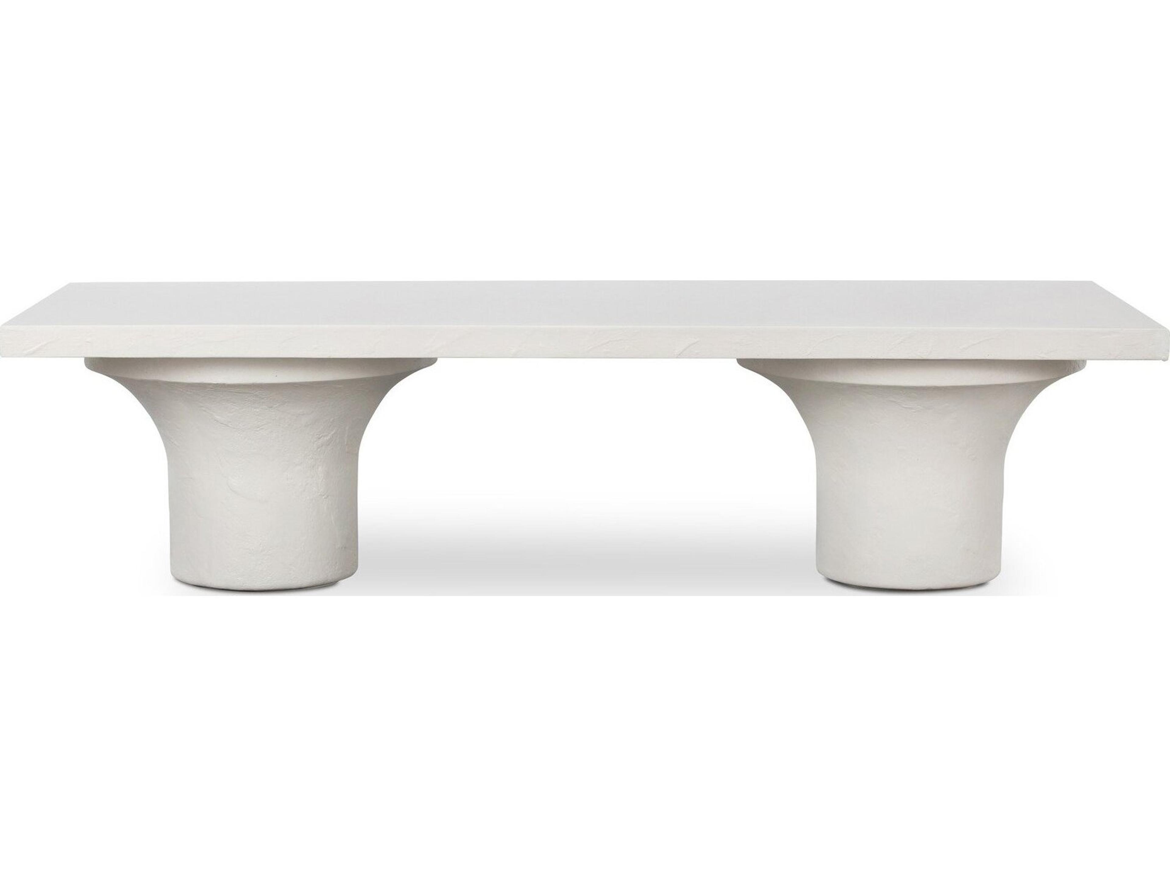 Four Hands Outdoor Constantine White Concrete Rectangular Coffee Table
