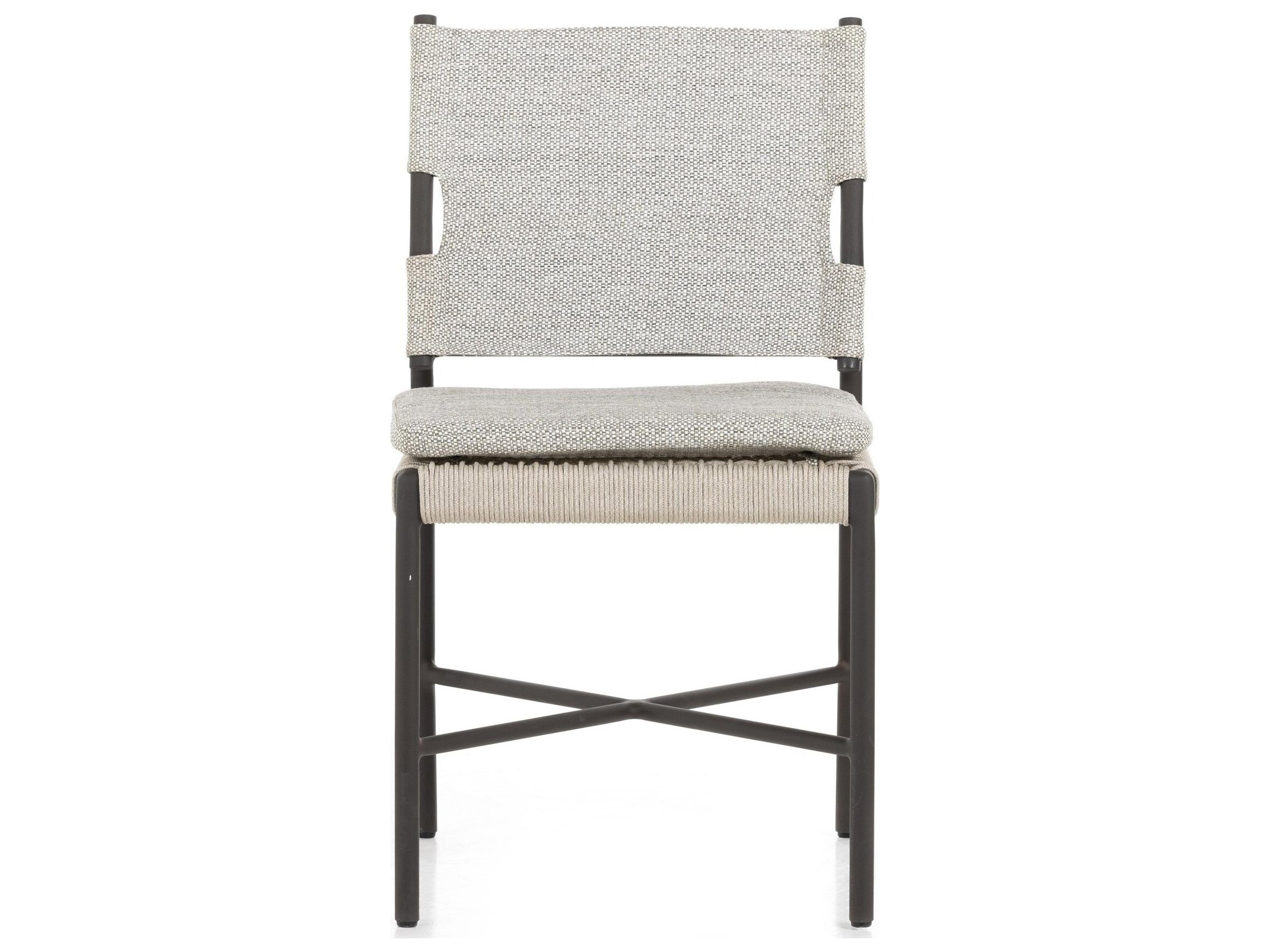 Four Hands Outdoor Solano Bronze Aluminum / Ivory Rope Dining Chair with Faye Ash Cushion