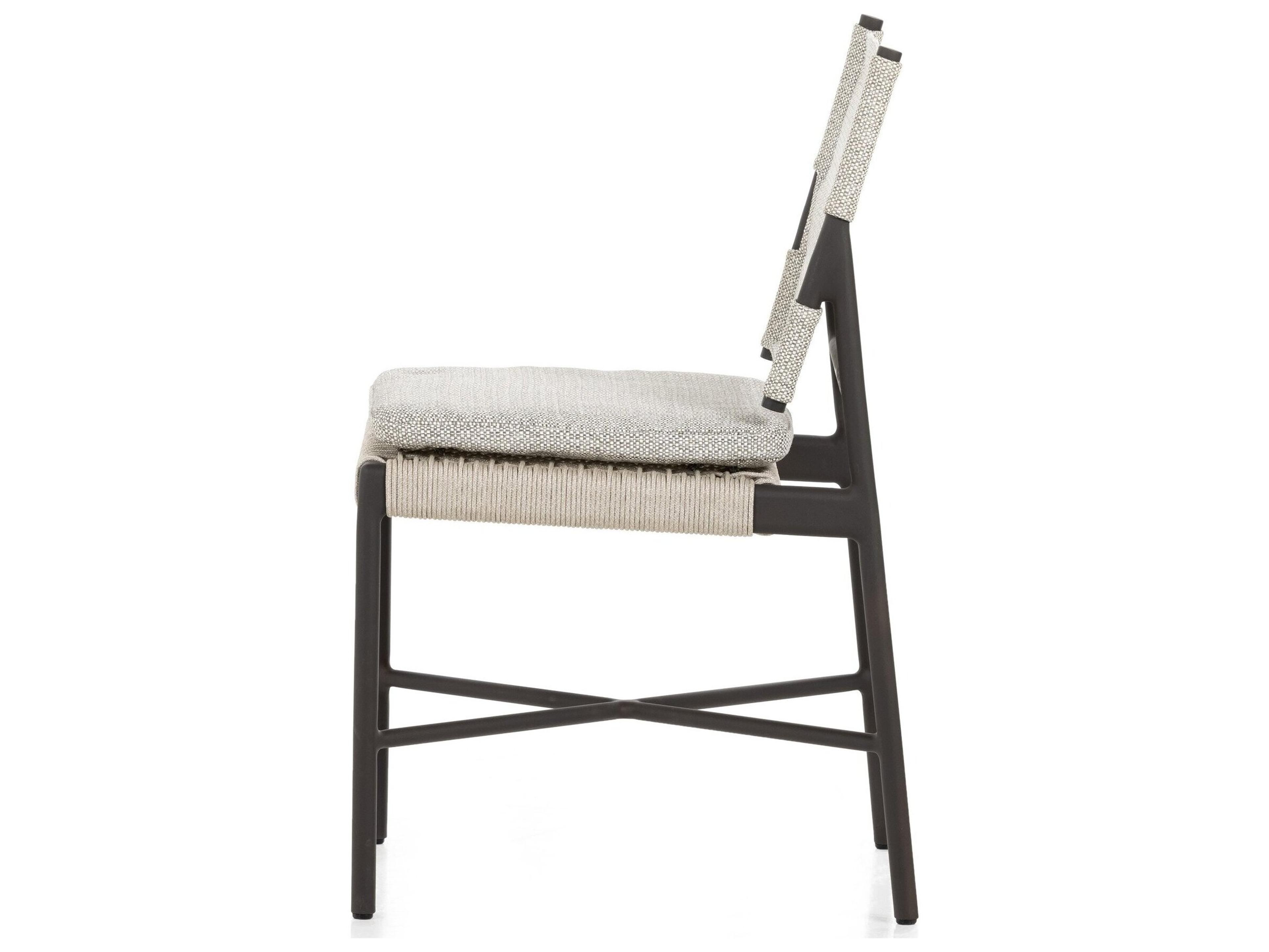 Four Hands Outdoor Solano Bronze Aluminum / Ivory Rope Dining Chair with Faye Ash Cushion