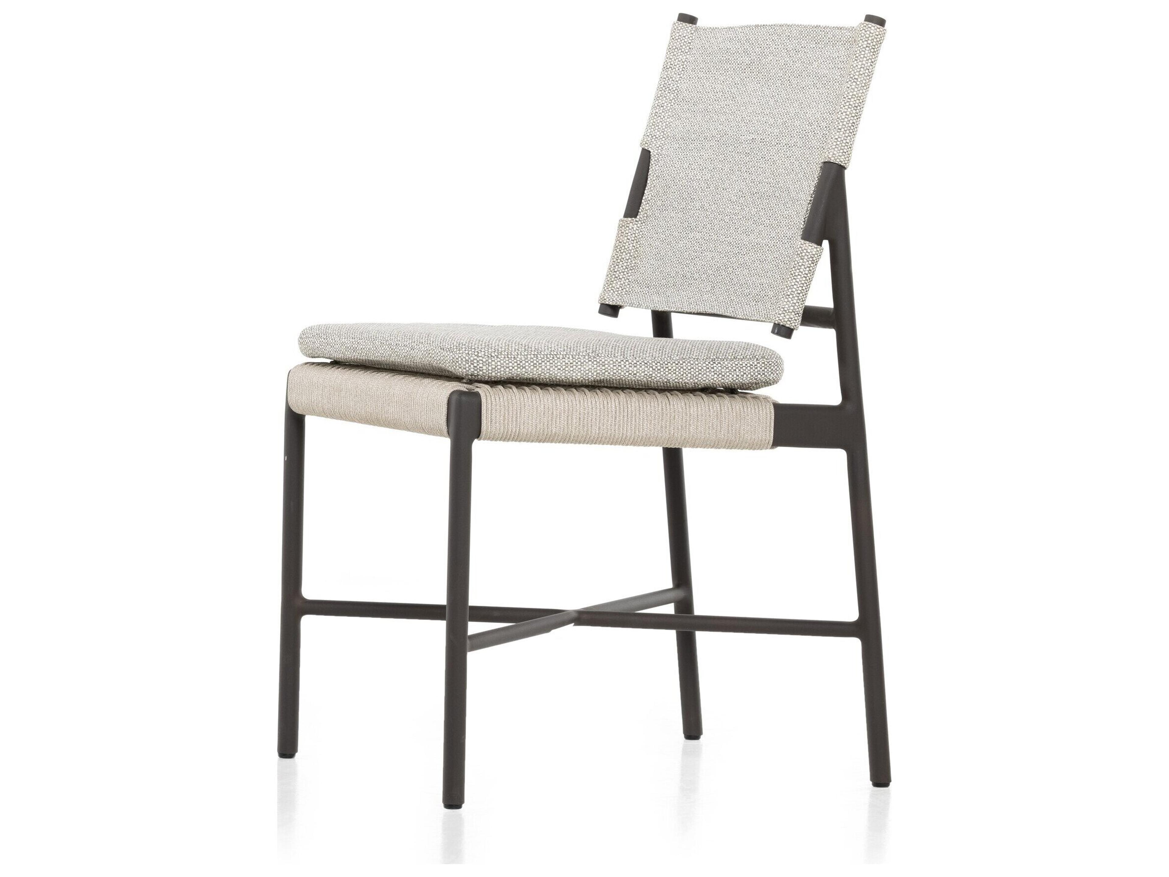 Four Hands Outdoor Solano Bronze Aluminum / Ivory Rope Dining Chair with Faye Ash Cushion