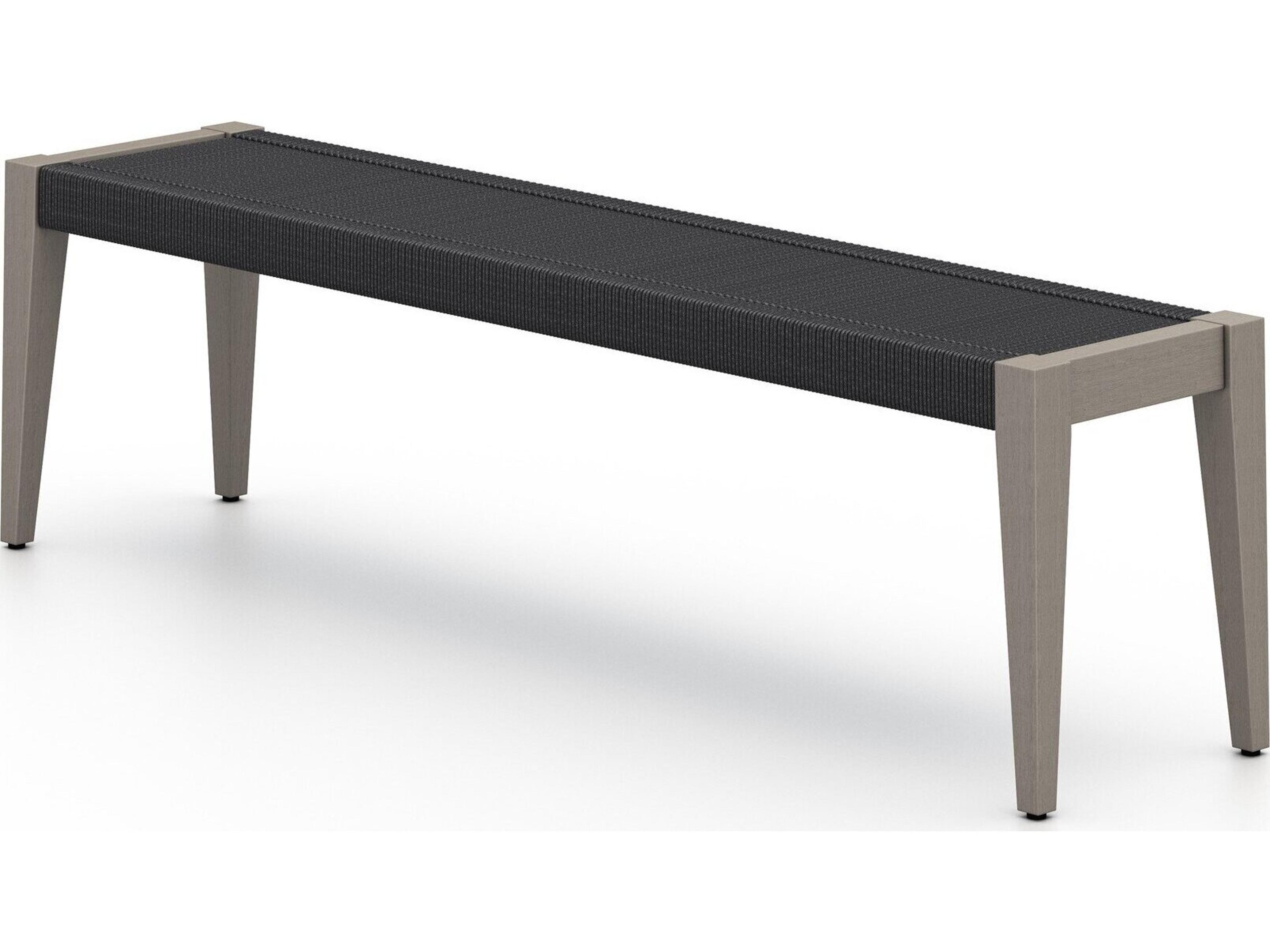 Globetrotter Outdoor Weathered Grey Teak / Dark Rope Bench