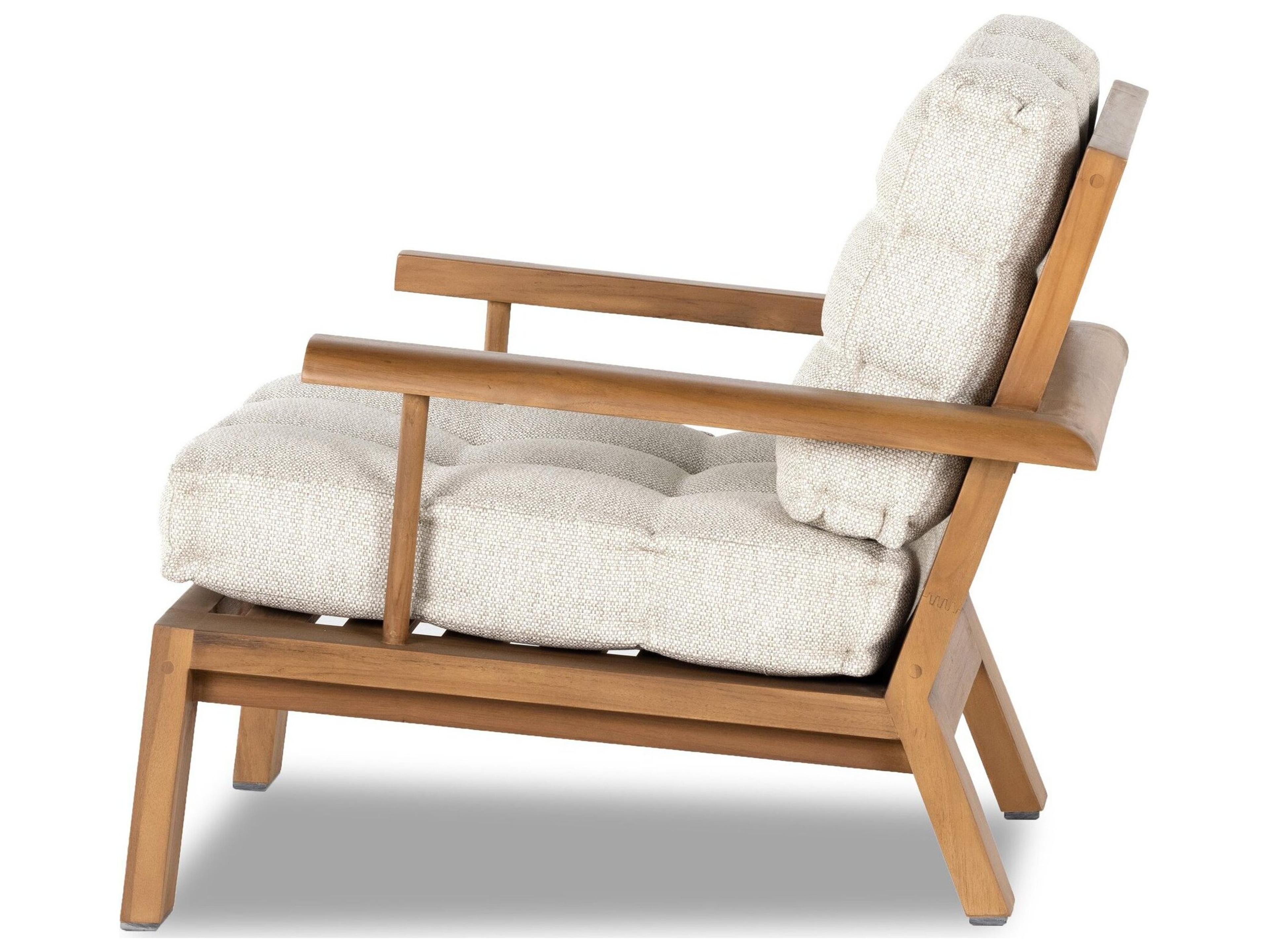 Four Hands Outdoor Solano Faye Sand / Natural Teak Cushion Lounge Chair