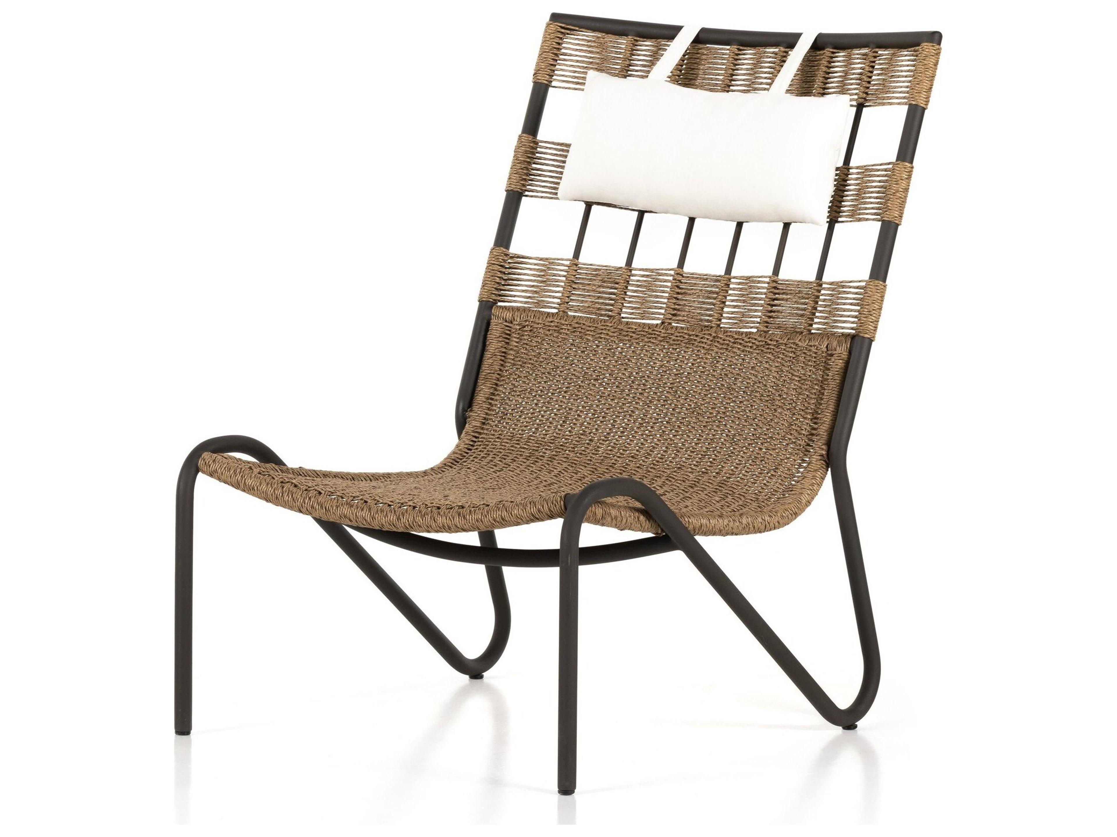 Solano Bronze Aluminum / Faux Dark Hyacinth Lounge Chair with Natural Ivory Cushion