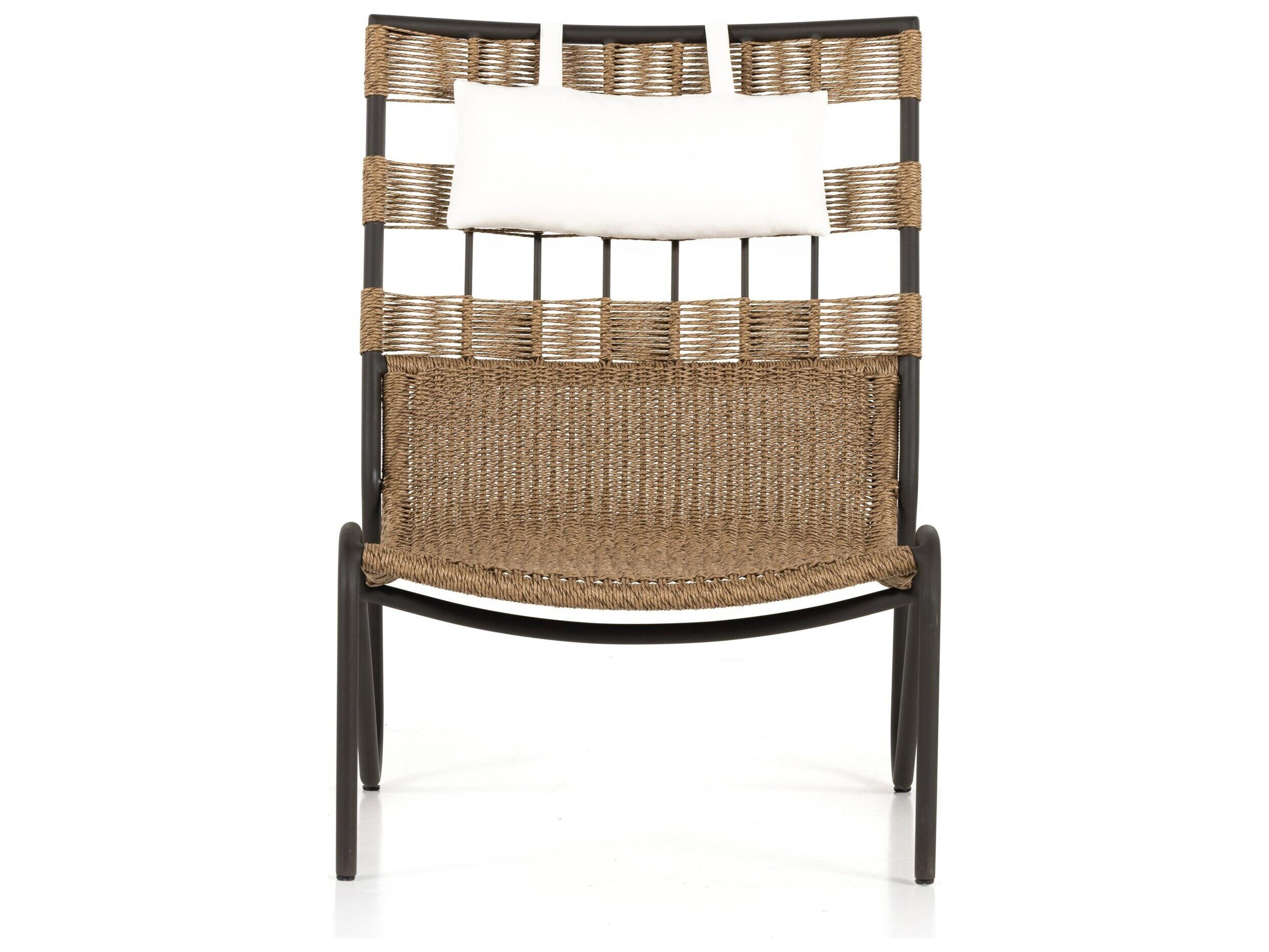 Four Hands Outdoor Solano Bronze Aluminum / Faux Dark Hyacinth Lounge Chair with Natural Ivory Cushion