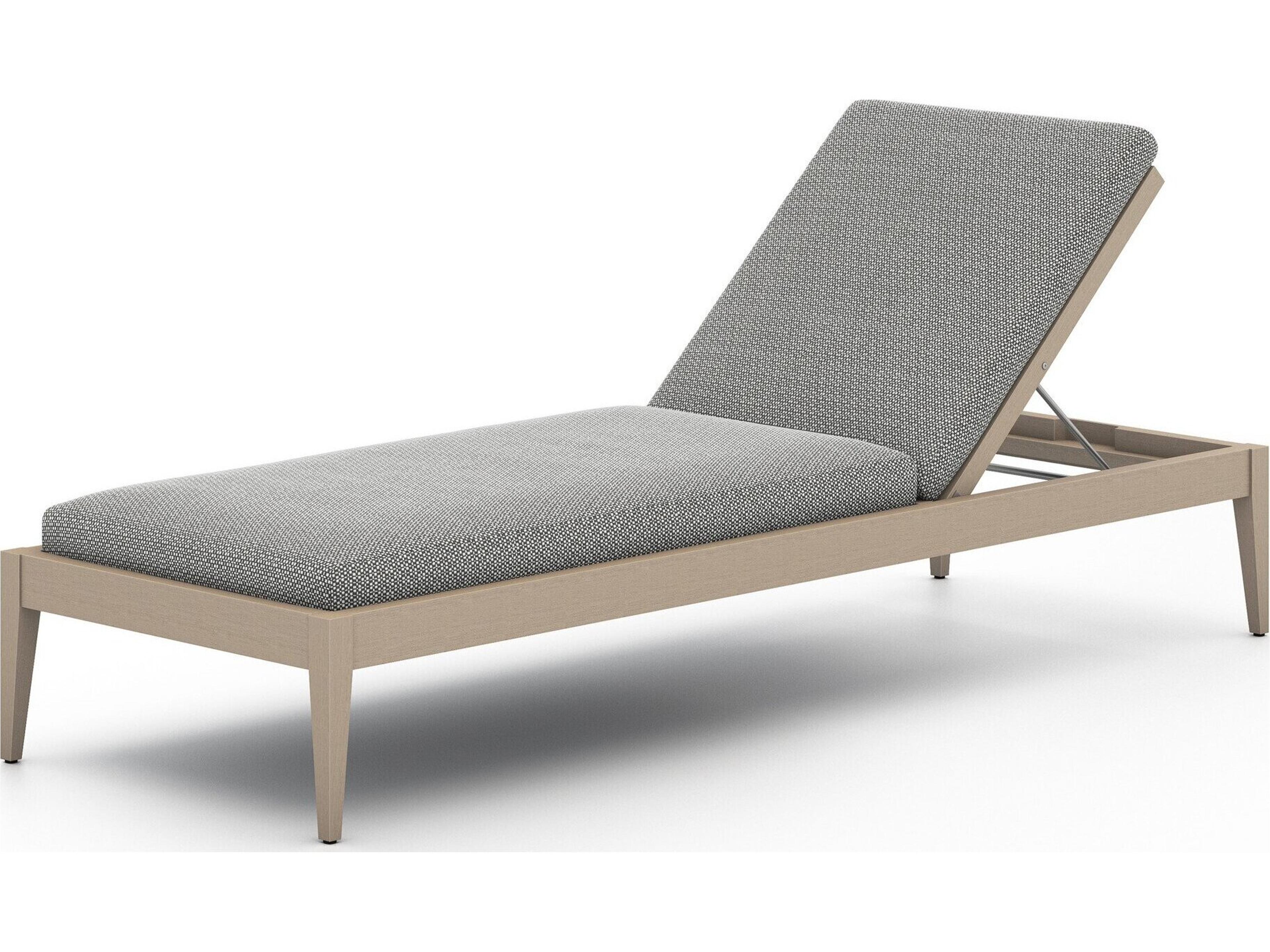 Globetrotter Outdoor Washed Brown Teak / Grey Rope Chaise Lounge with Faye Ash Cushion