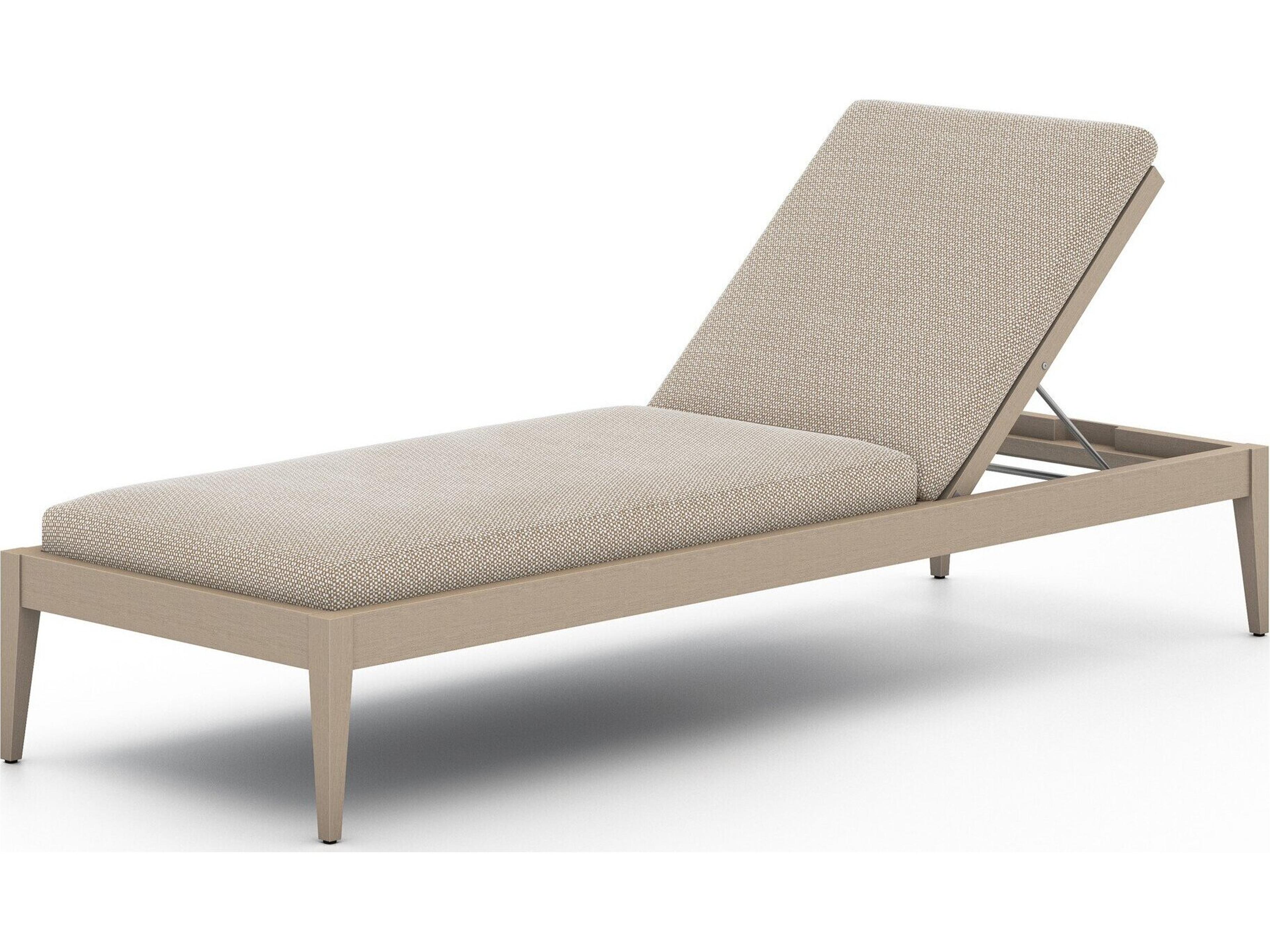 Globetrotter Outdoor Washed Brown Teak / Grey Rope Chaise Lounge with Faye Sand Cushion