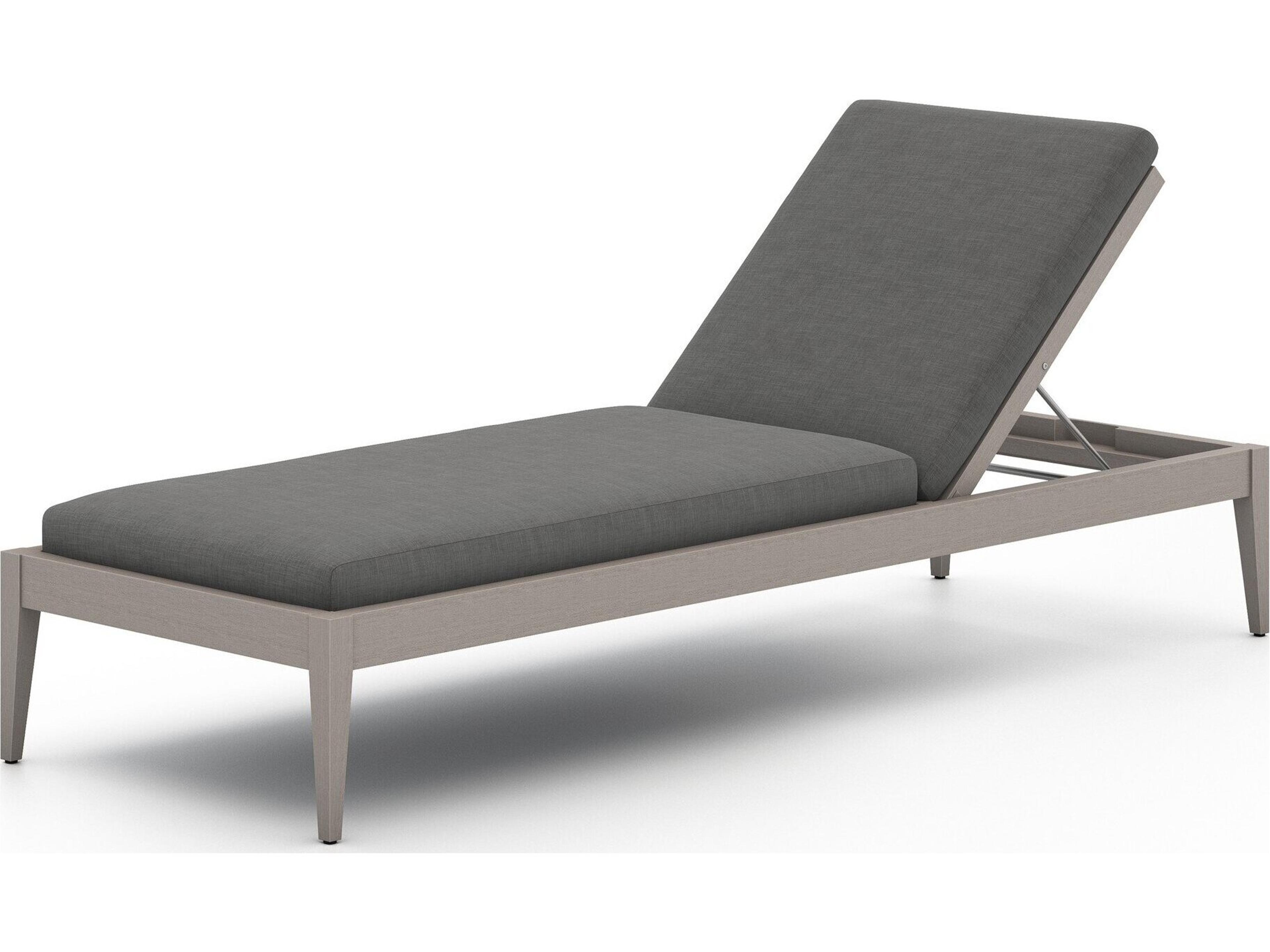 Globetrotter Outdoor Weathered Grey Teak / Dark Rope Chaise Lounge with Charcoal Cushion