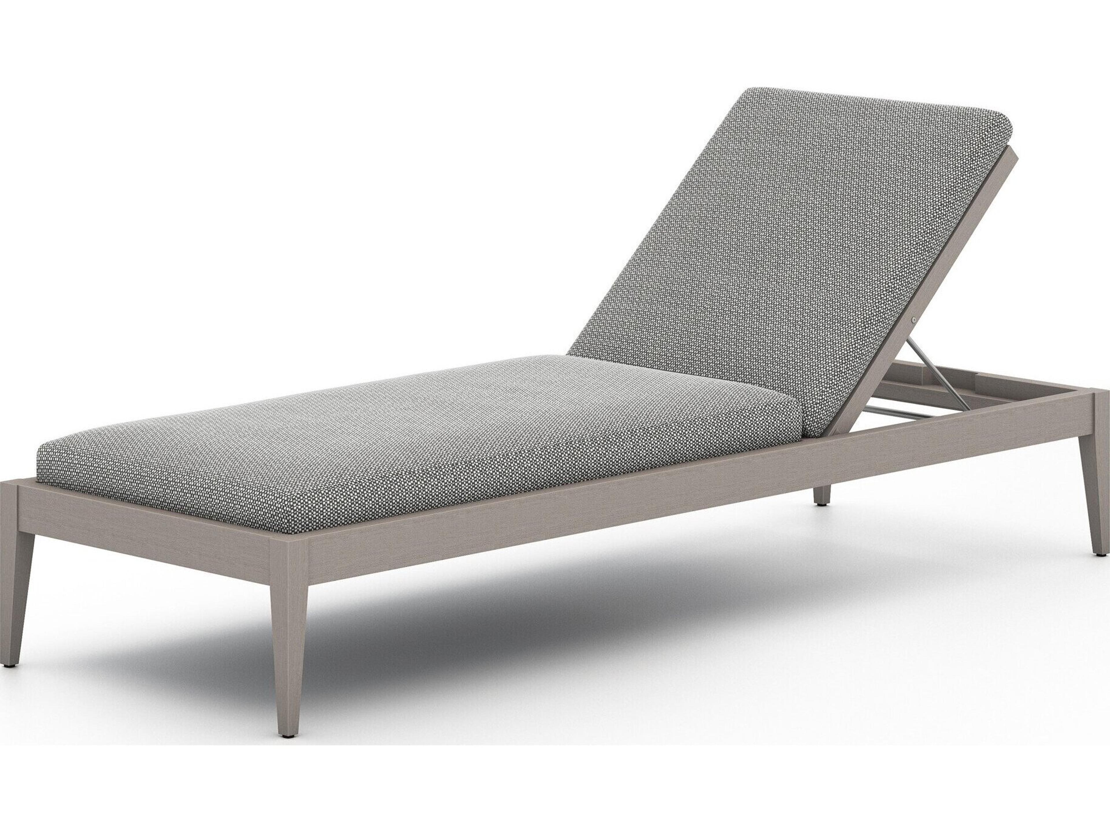 Globetrotter Outdoor Weathered Grey Teak / Dark Rope Chaise Lounge with Faye Ash Cushion