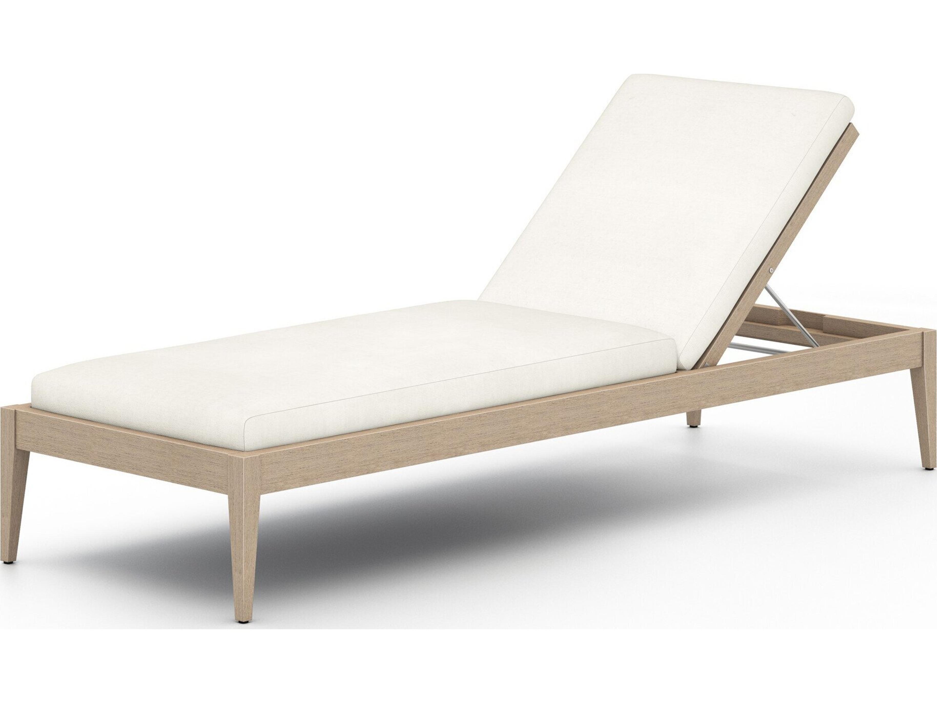 Globetrotter Outdoor Washed Brown Teak / Grey Rope Chaise Lounge with Natural Ivory Cushion