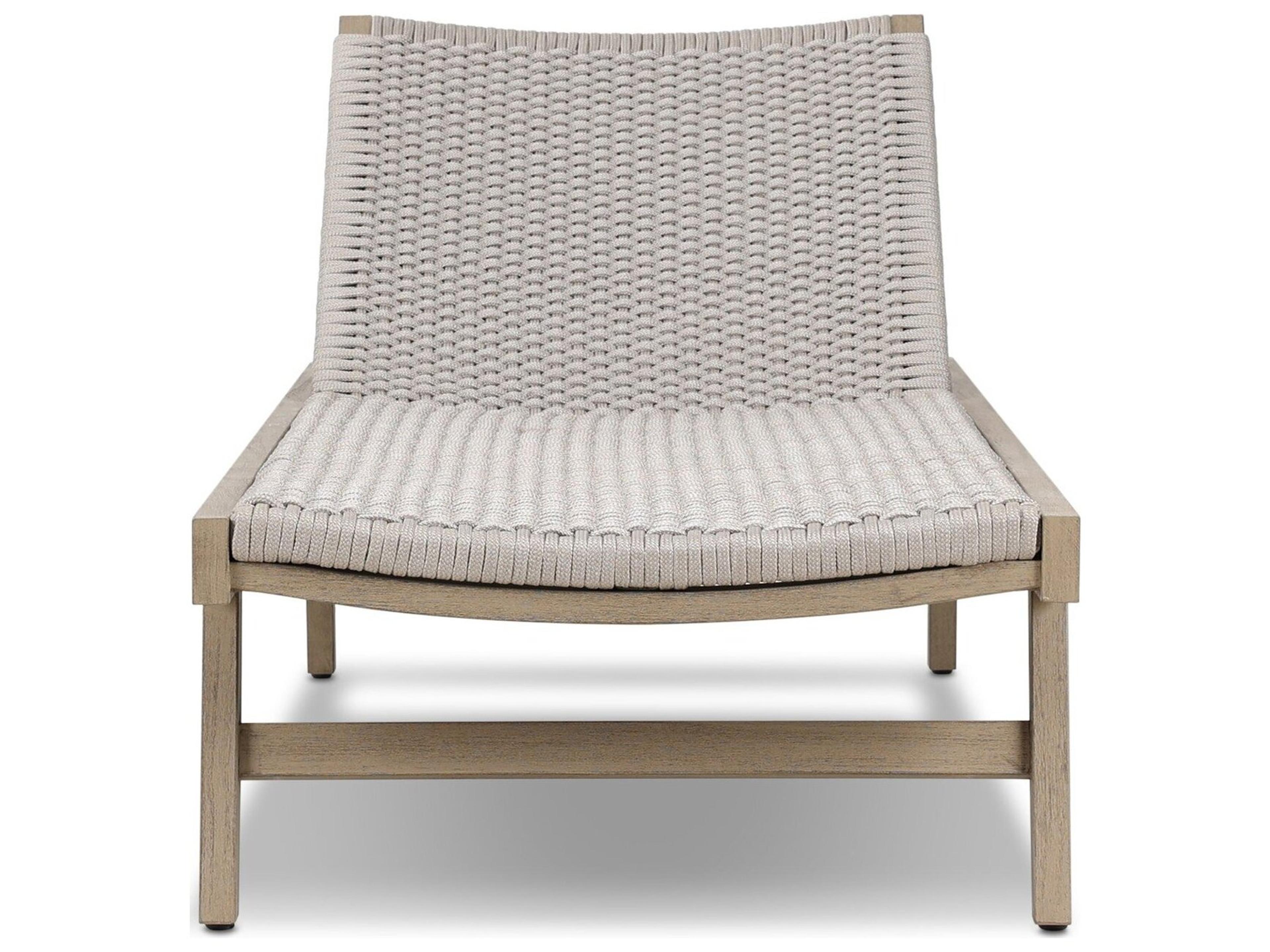 Luxecor Globetrotter Outdoor Washed Brown Teak / Thick Grey Rope Chaise Lounge