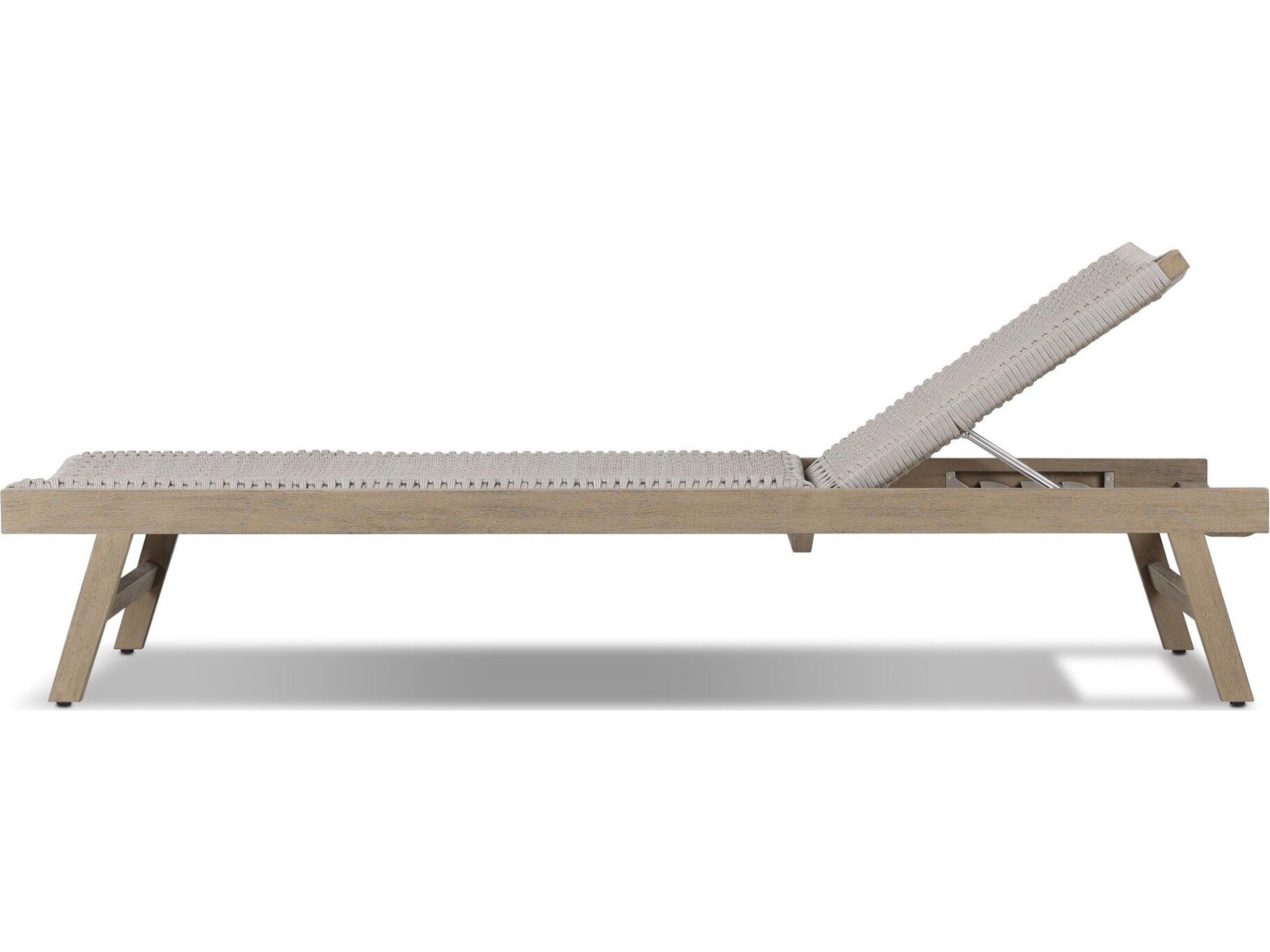 Luxecor Globetrotter Outdoor Washed Brown Teak / Thick Grey Rope Chaise Lounge