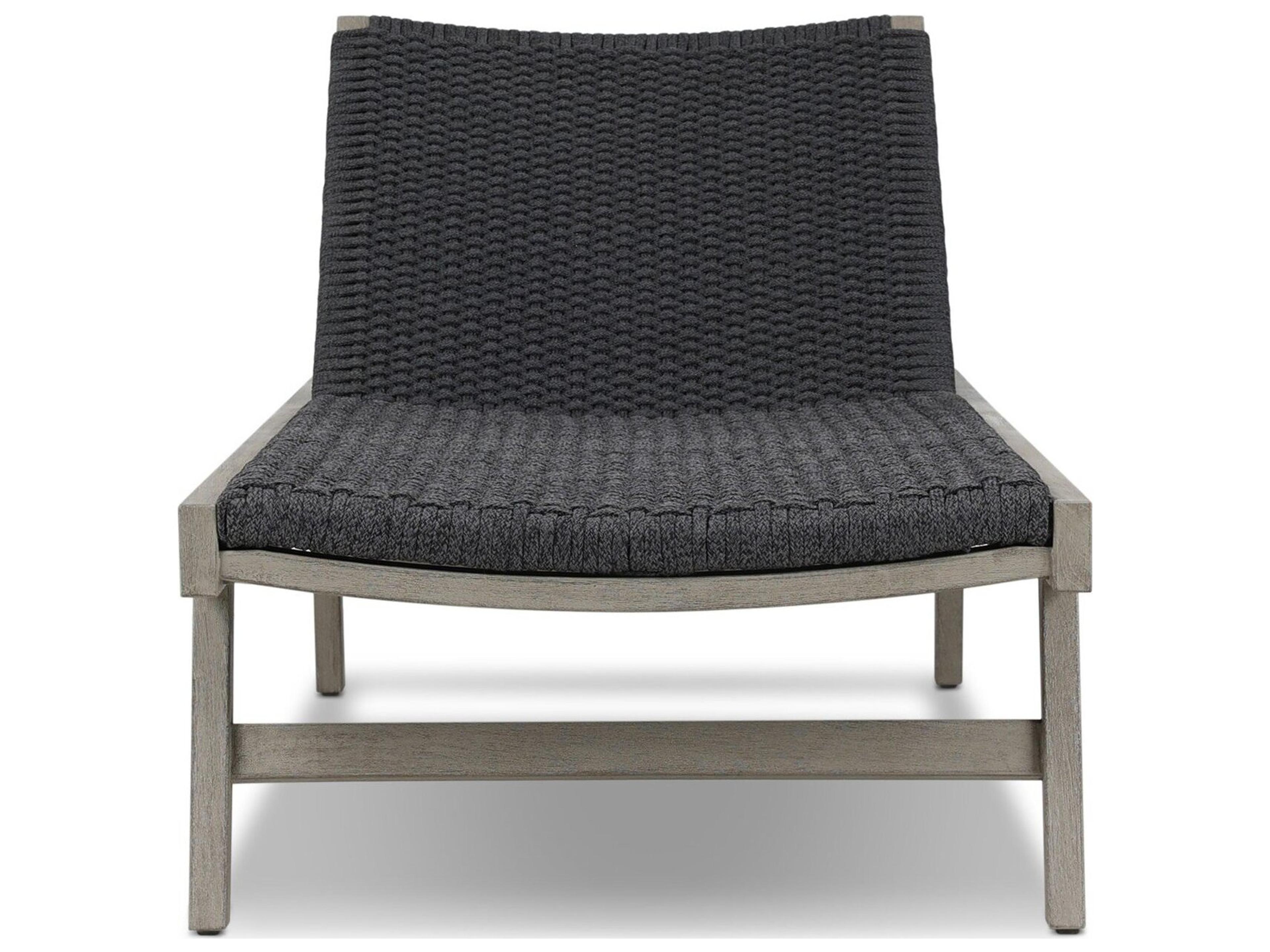 Luxecor Globetrotter Outdoor Weathered Grey Teak / Thick Dark Rope Chaise Lounge